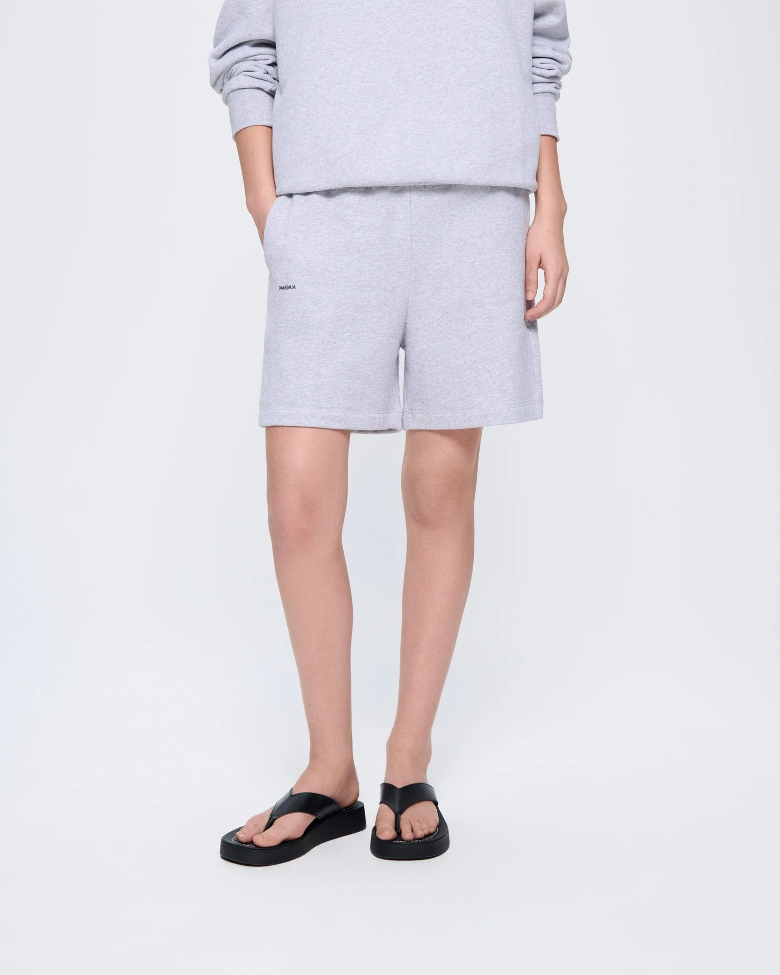 Womens 365 Midweight Mid Length Shorts—grey marl - Image 4