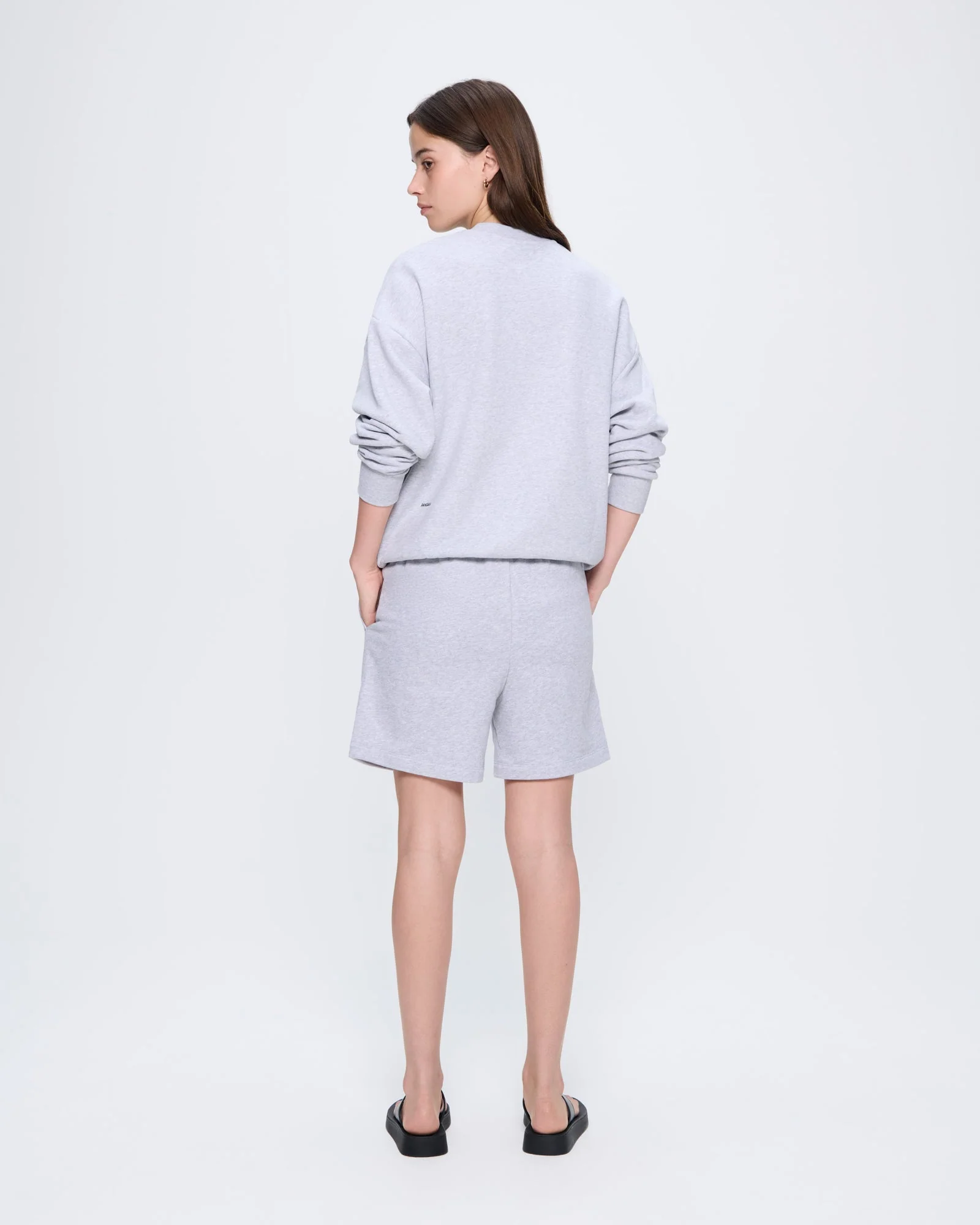 Womens 365 Midweight Mid Length Shorts—grey marl - Image 5