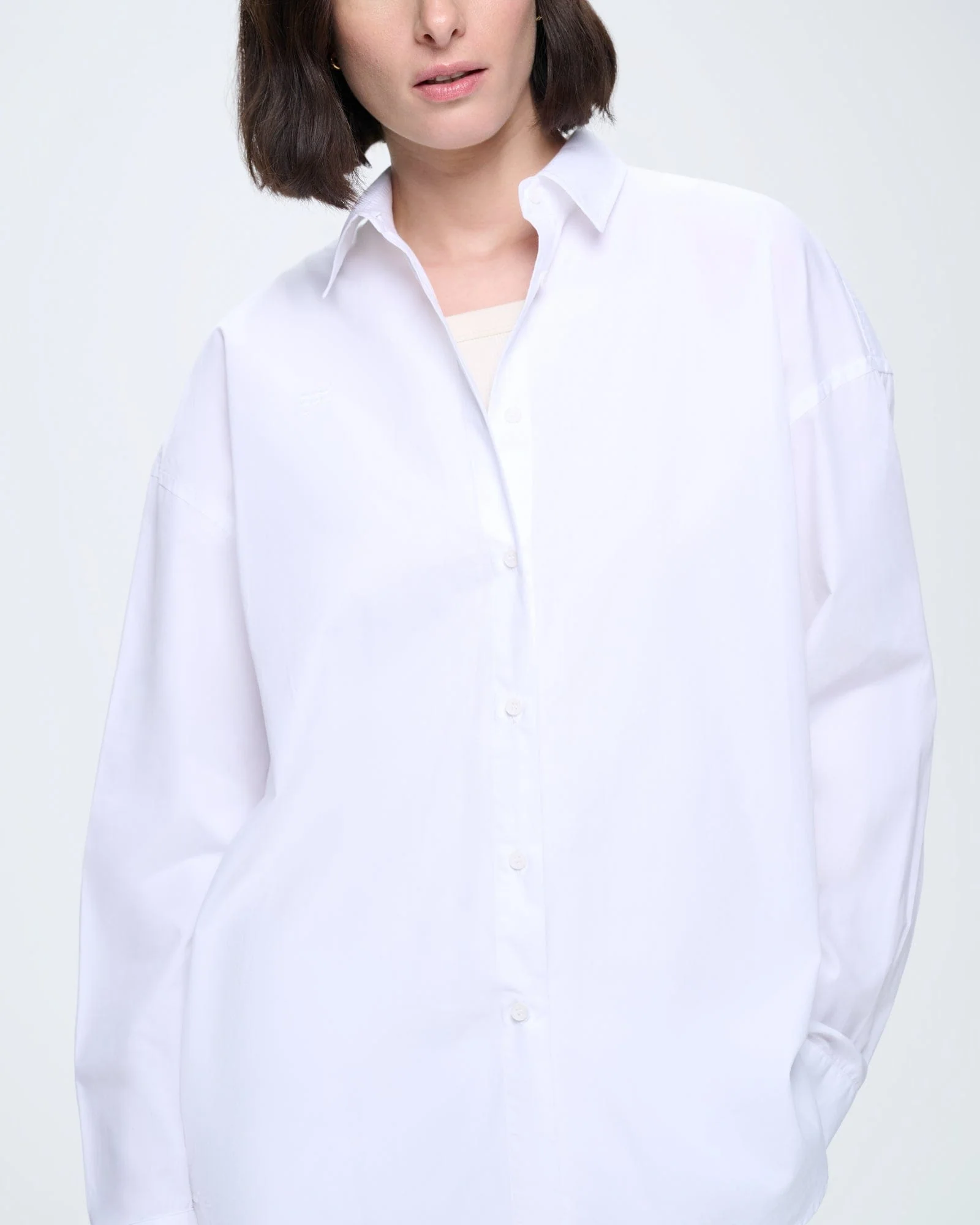 Womens Cotton Poplin Overshirt—Off-White - Image 4
