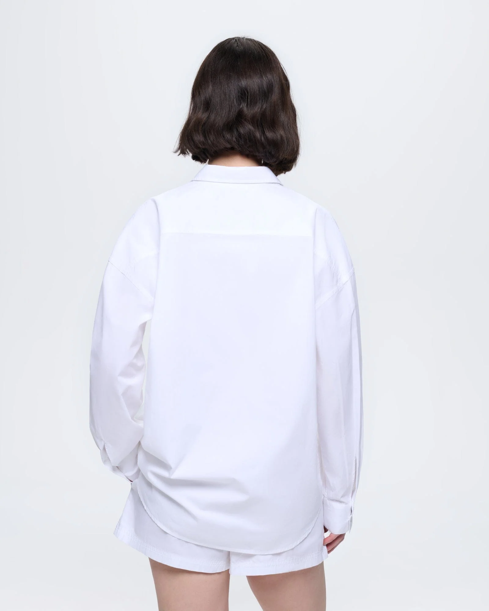 Womens Cotton Poplin Overshirt—Off-White - Image 5