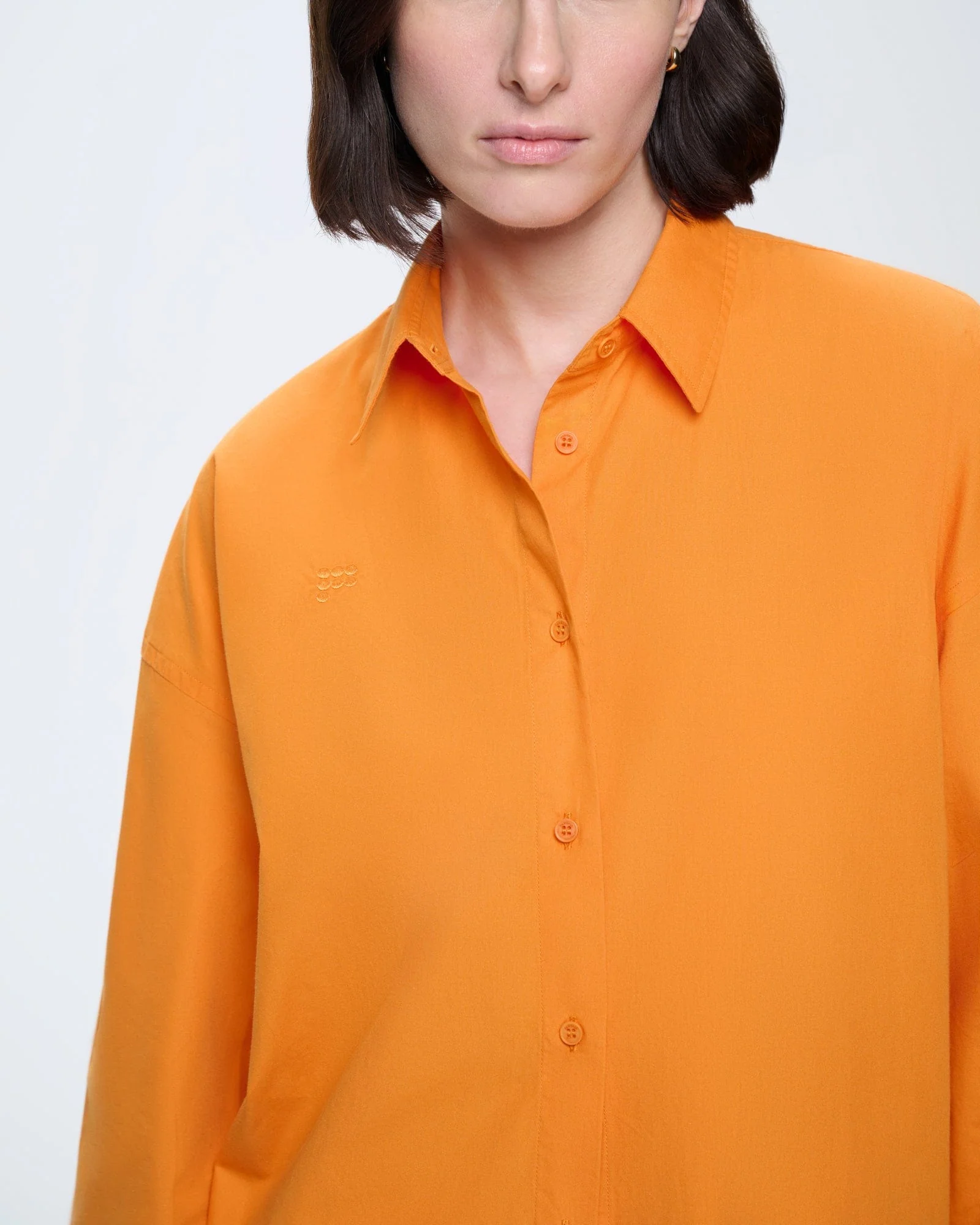 Womens Cotton Poplin Overshirt—Saffron Orange - Image 4