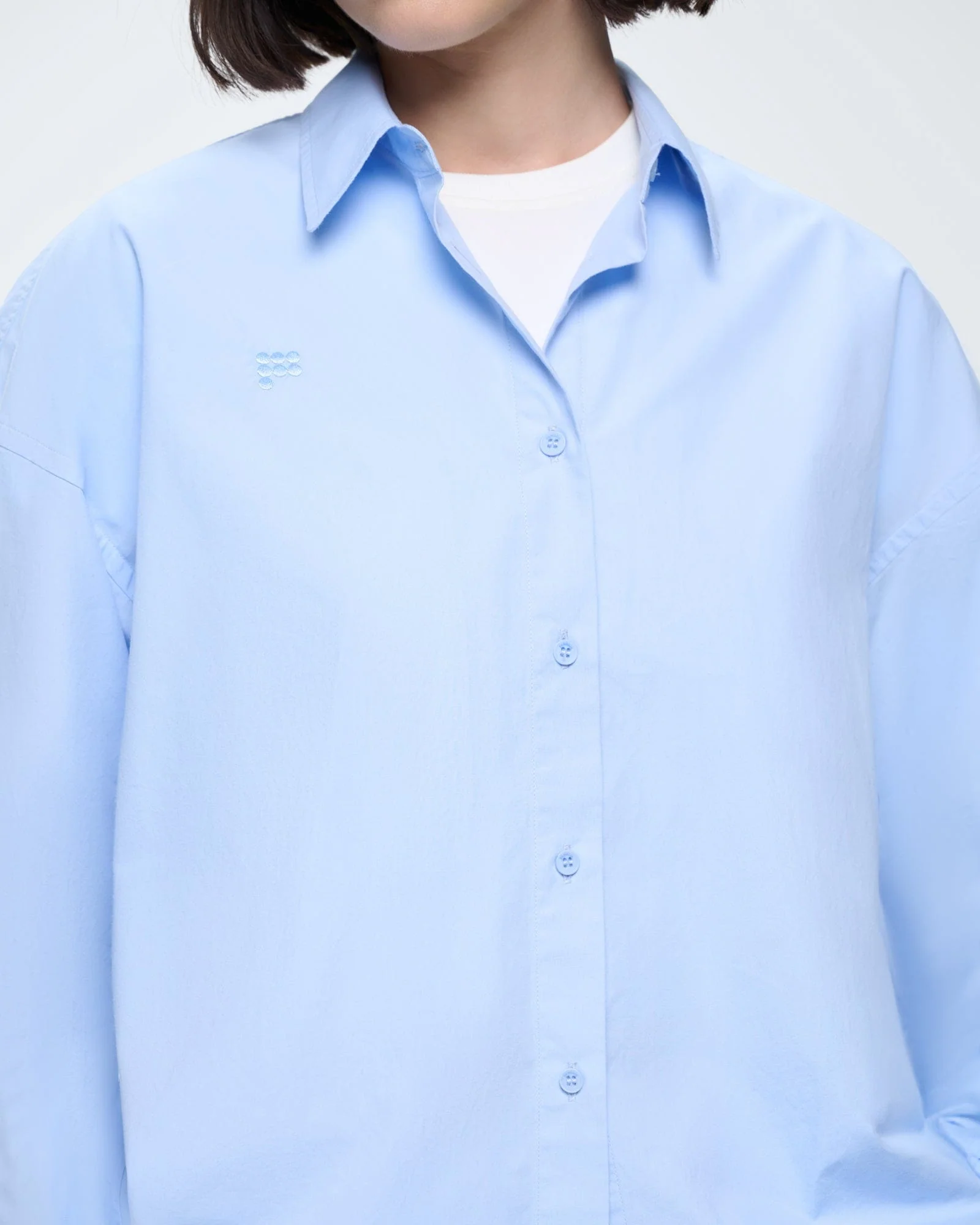 Womens Cotton Poplin Overshirt—Wildflower Blue - Image 4
