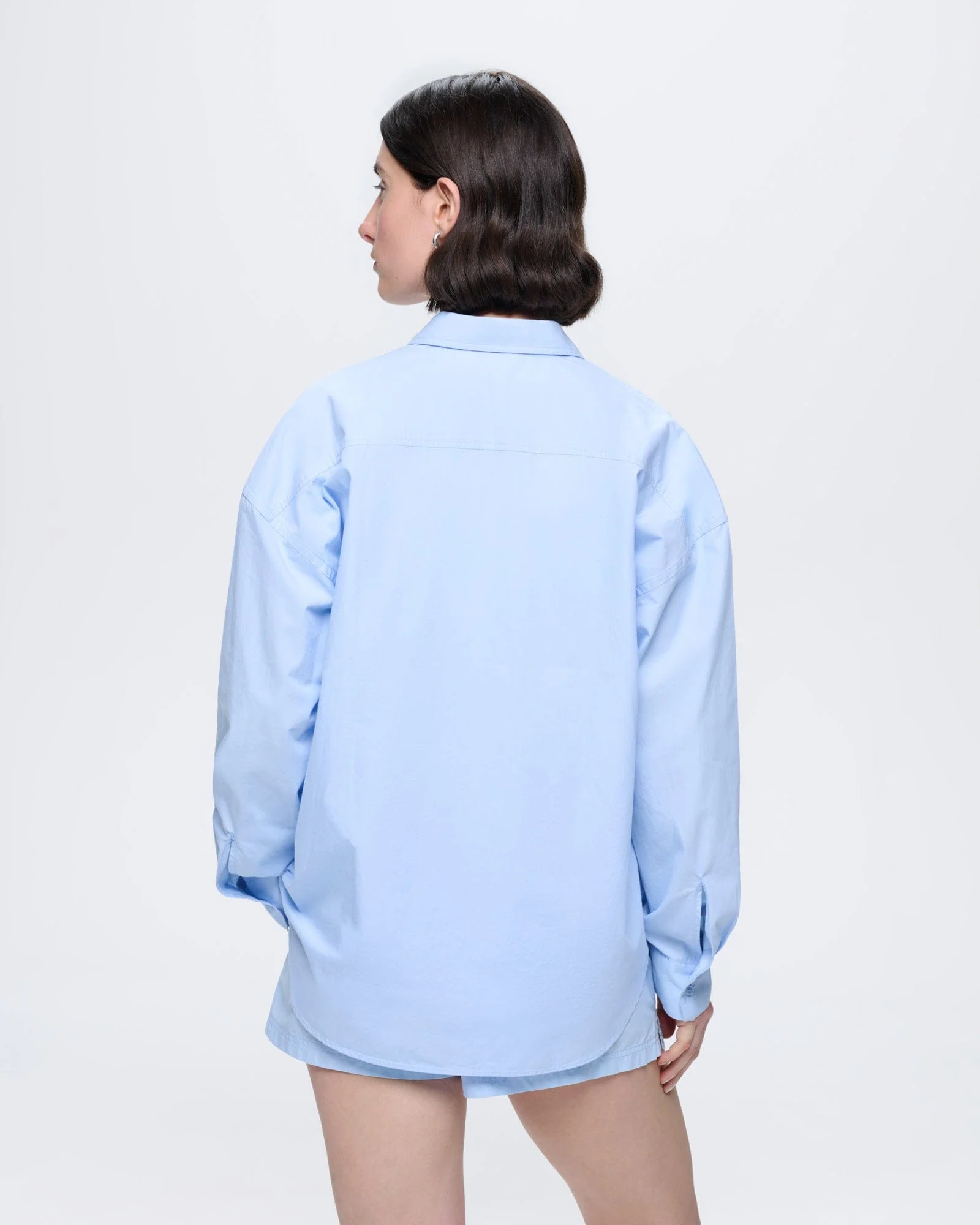 Womens Cotton Poplin Overshirt—Wildflower Blue - Image 5