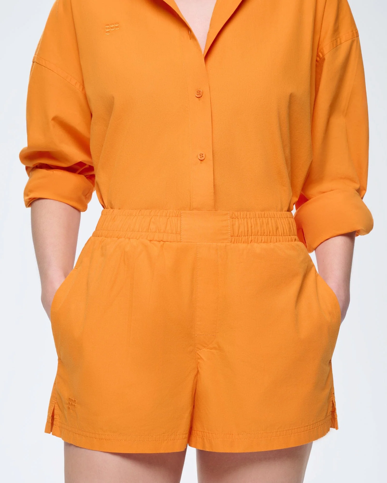 Womens Cotton Poplin Shorts—Saffron Orange - Image 3