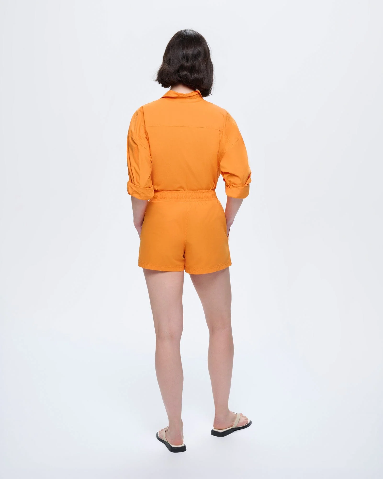 Womens Cotton Poplin Shorts—Saffron Orange - Image 5