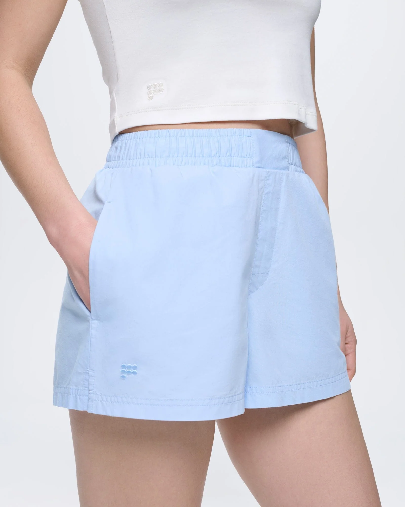 Womens Cotton Poplin Shorts—Wildflower Blue - Image 4