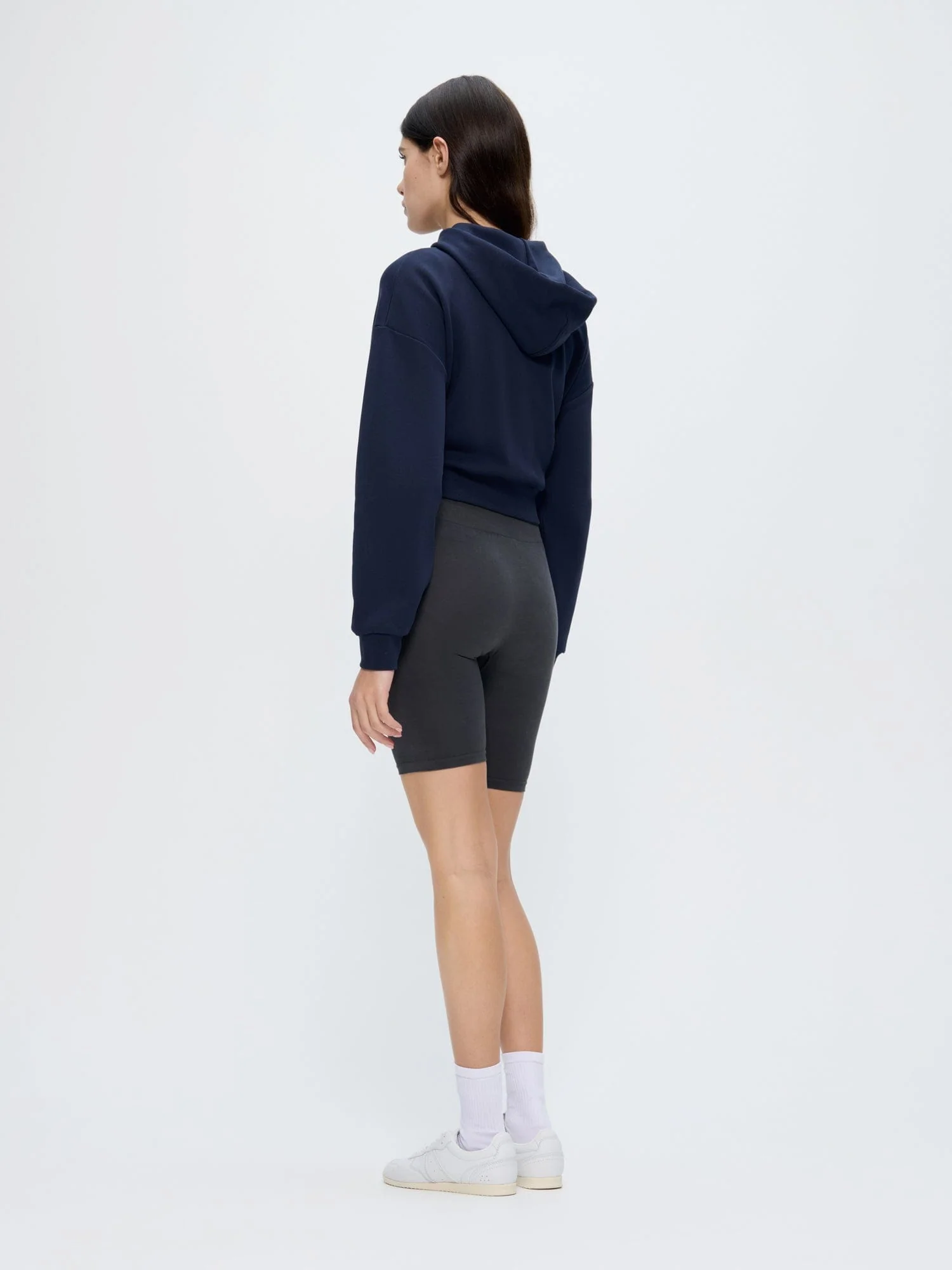 Womens Cotton-Stretch Cycle Shorts—Smoked Black - Image 5