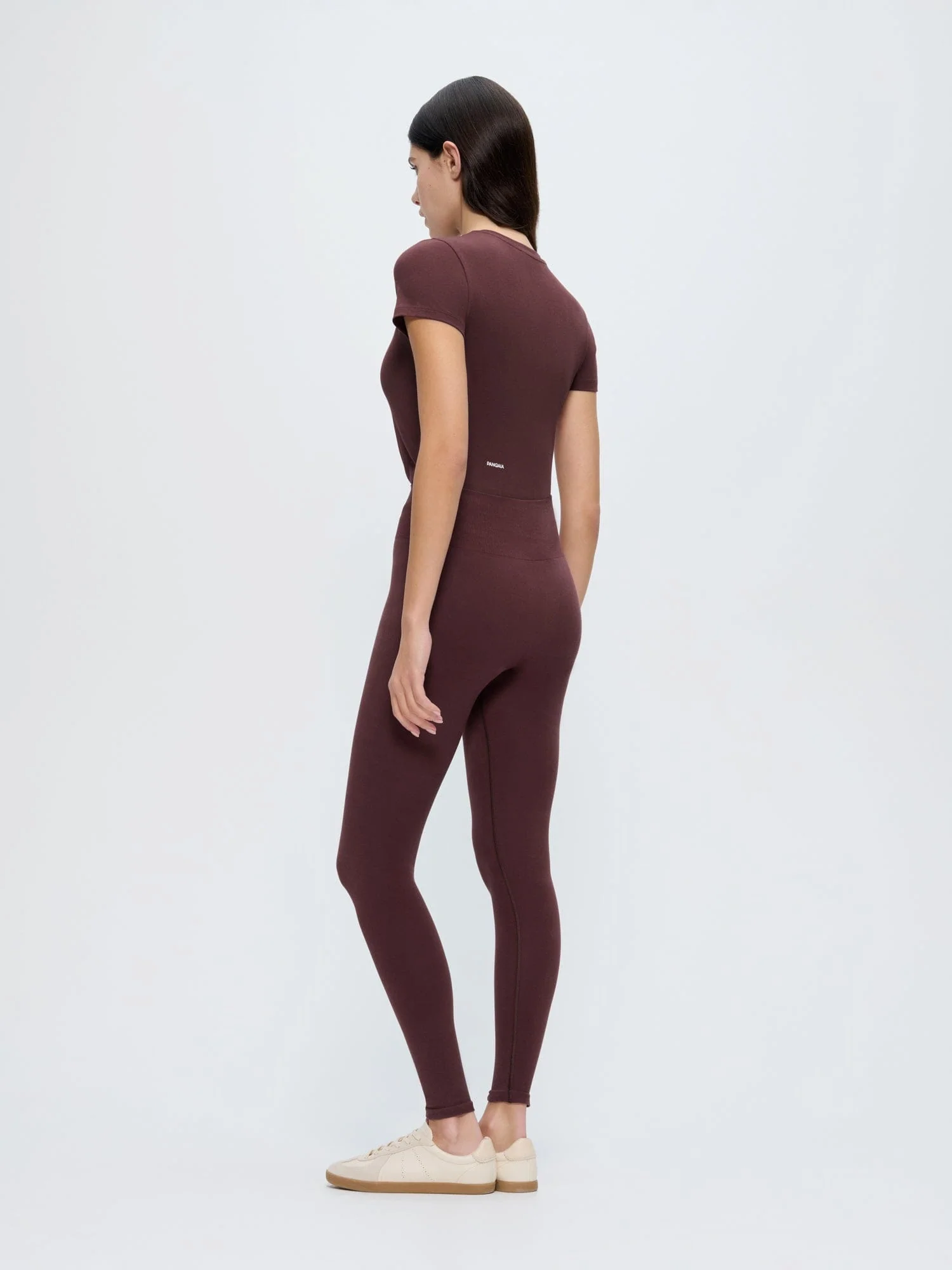 Womens Cotton-Stretch Leggings—Chestnut Maroon - Image 5