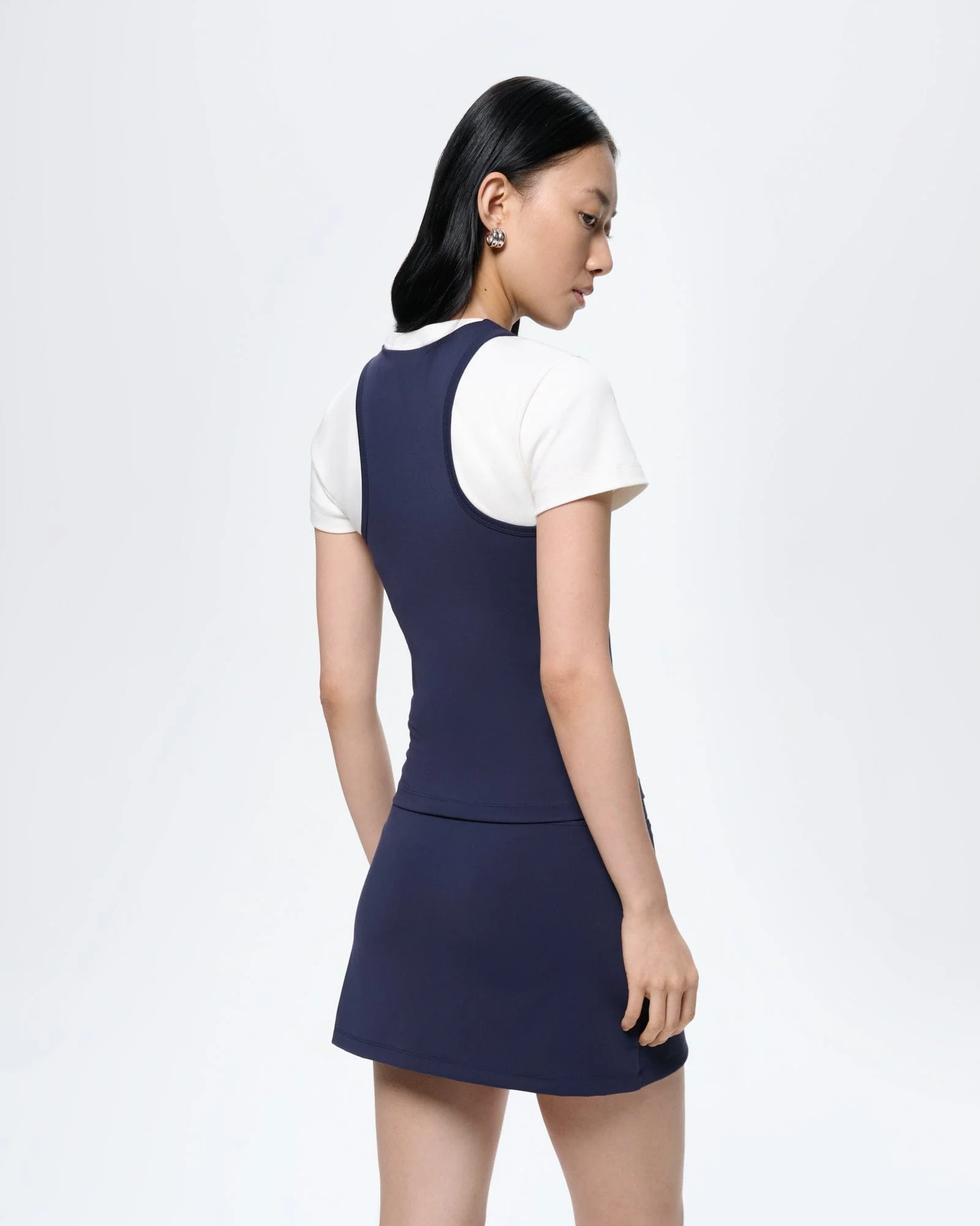 Womens Court Side Tank Top—Granite Navy - Image 5