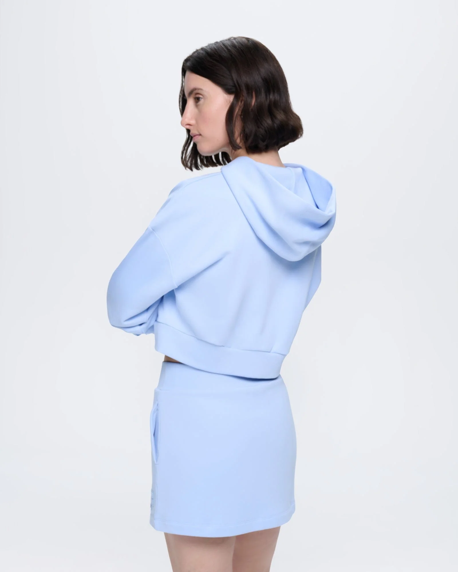 Womens Cropped Zip Up Hoodie—Wildflower Blue - Image 5