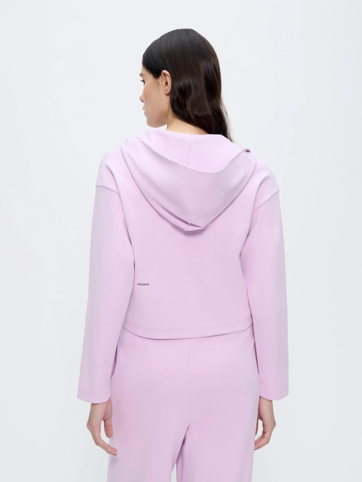 Womens Double Jersey Cropped Zip Up Hoodie—Crocus Purple - Image 5