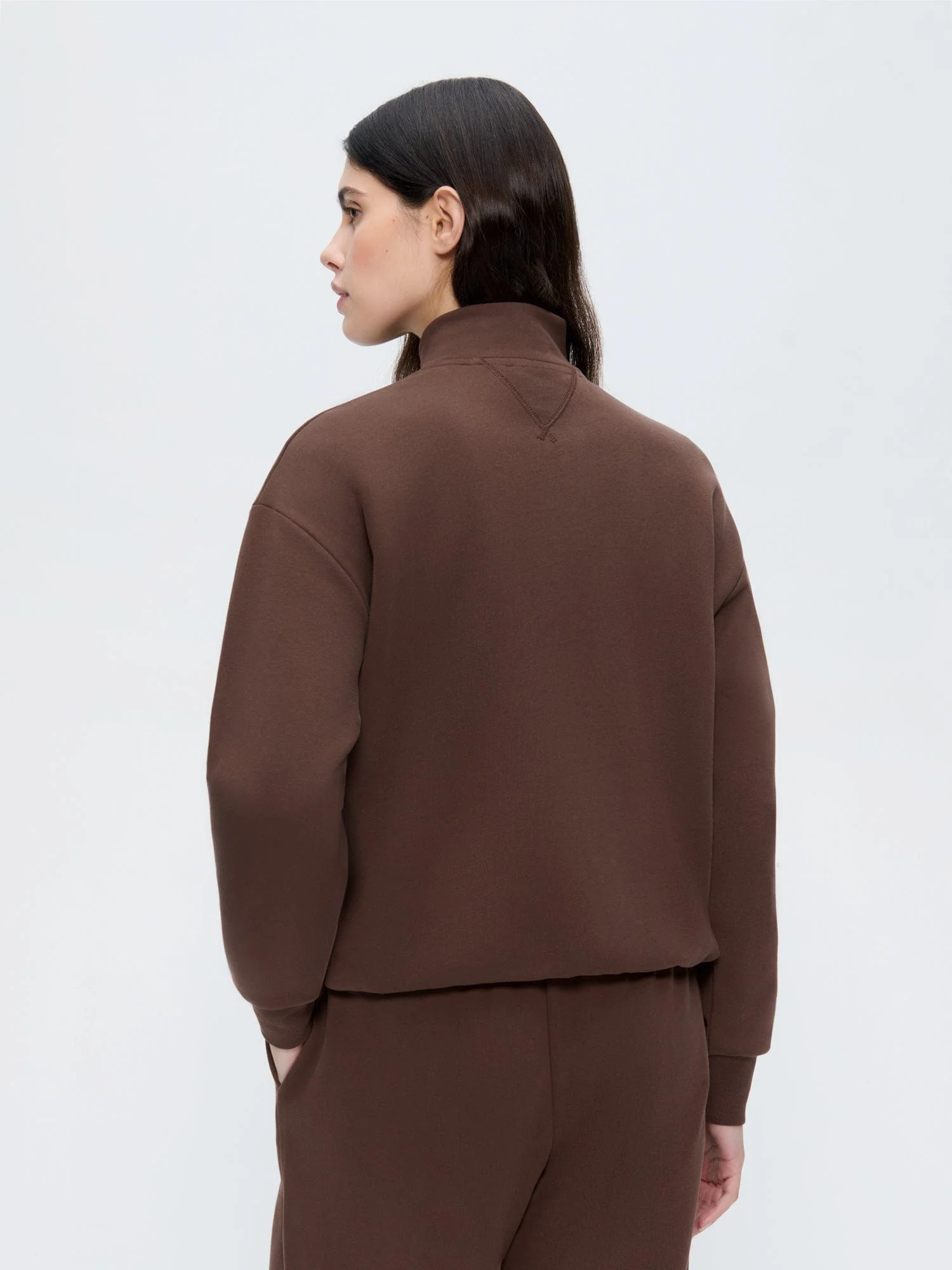 Womens Half Zip Sweatshirt—Mahogany Brown - Image 5