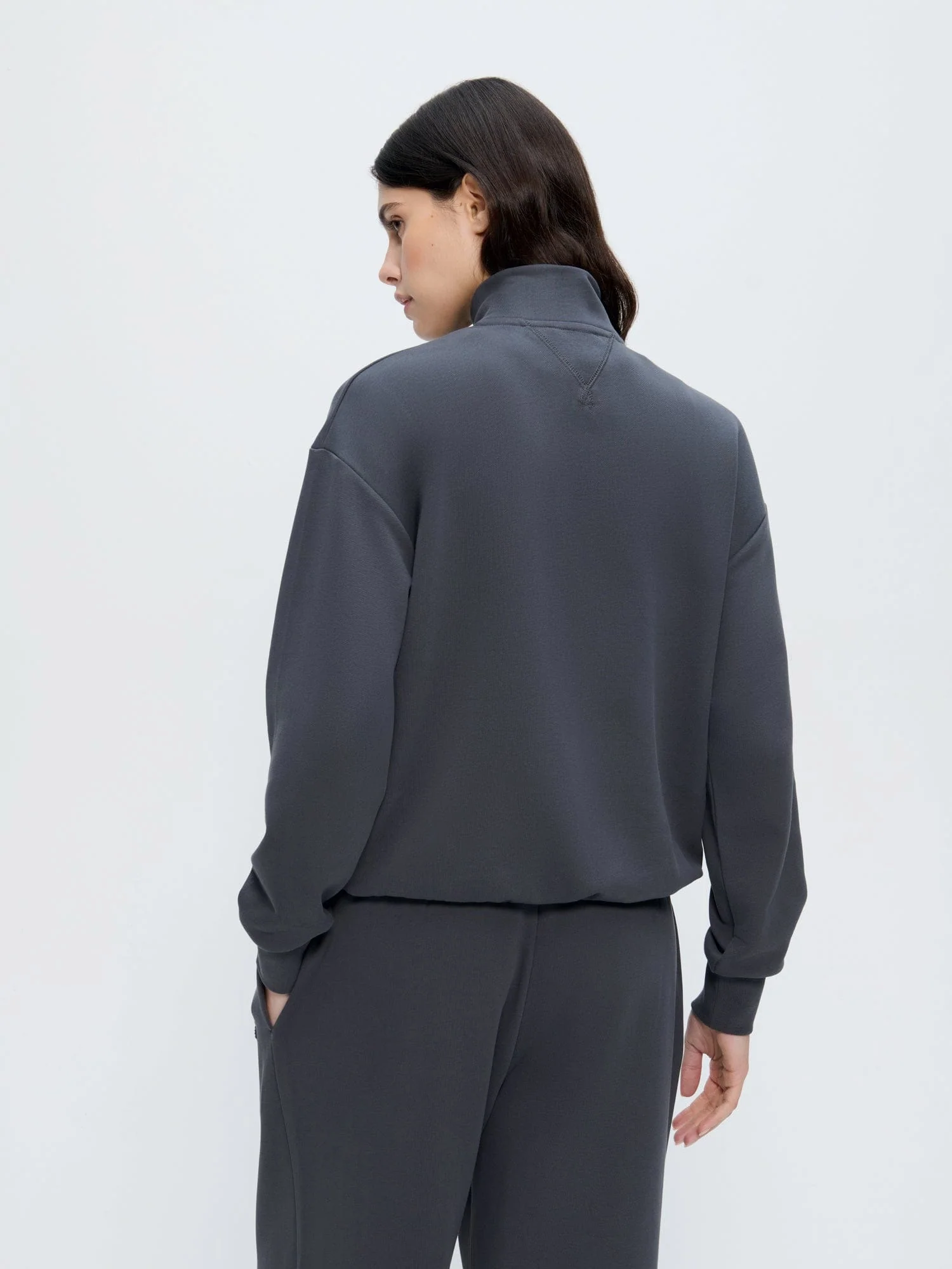 Womens Half Zip Sweatshirt—Smoked Black - Image 3