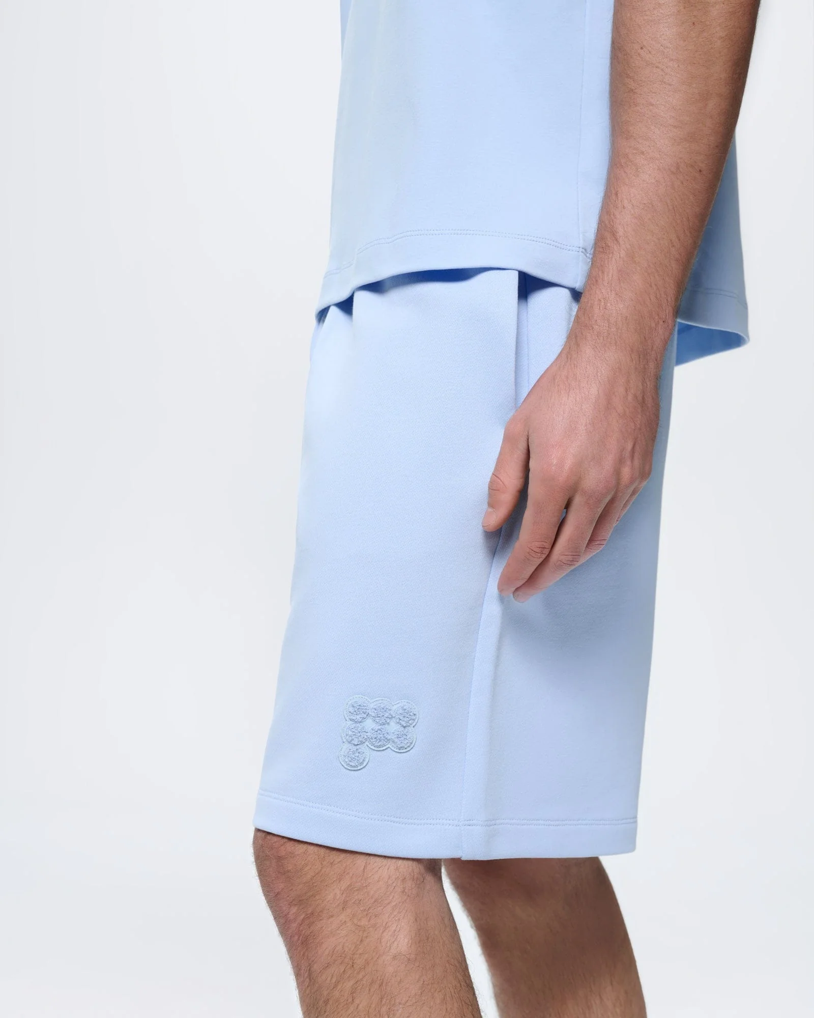 Mens Mid Length Shorts—Wildflower Blue - Image 4