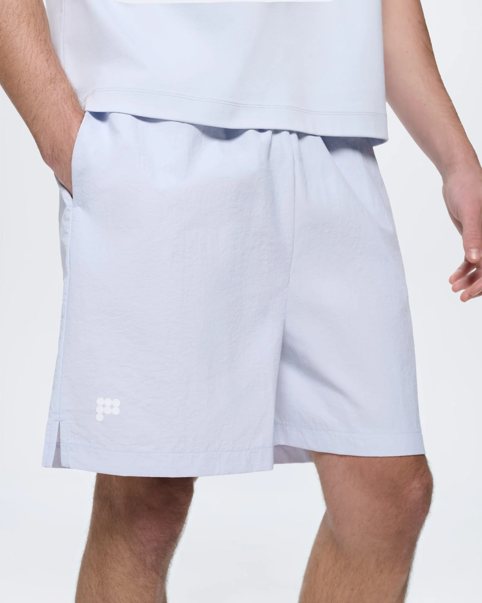 Mens Recycled Nylon Shorts—Ice Grey - Image 4