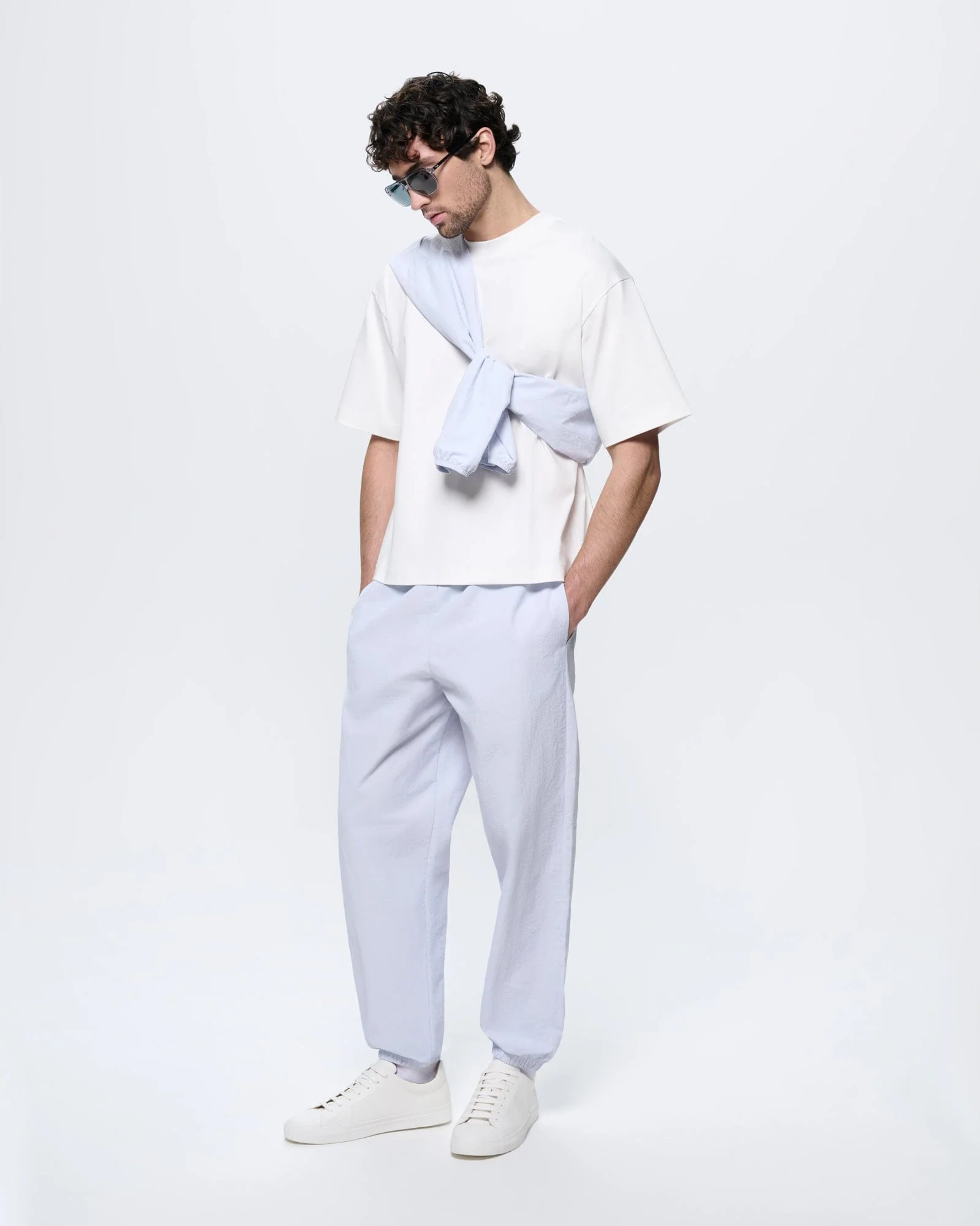 Mens Recycled Nylon Track Pants—Ice Grey - Image 3