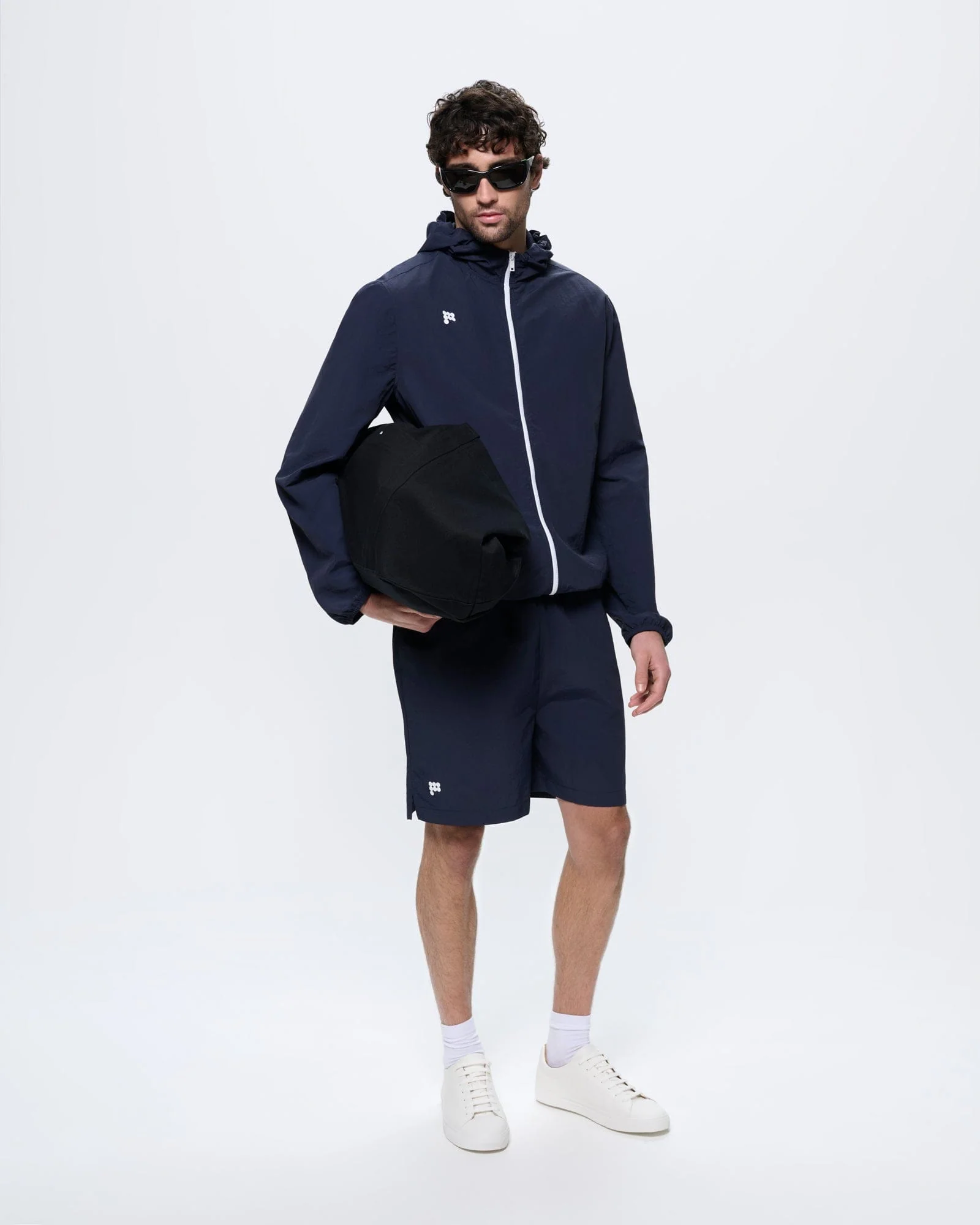 Mens Recycled Nylon Zip Up Jacket—Granite Navy - Image 3