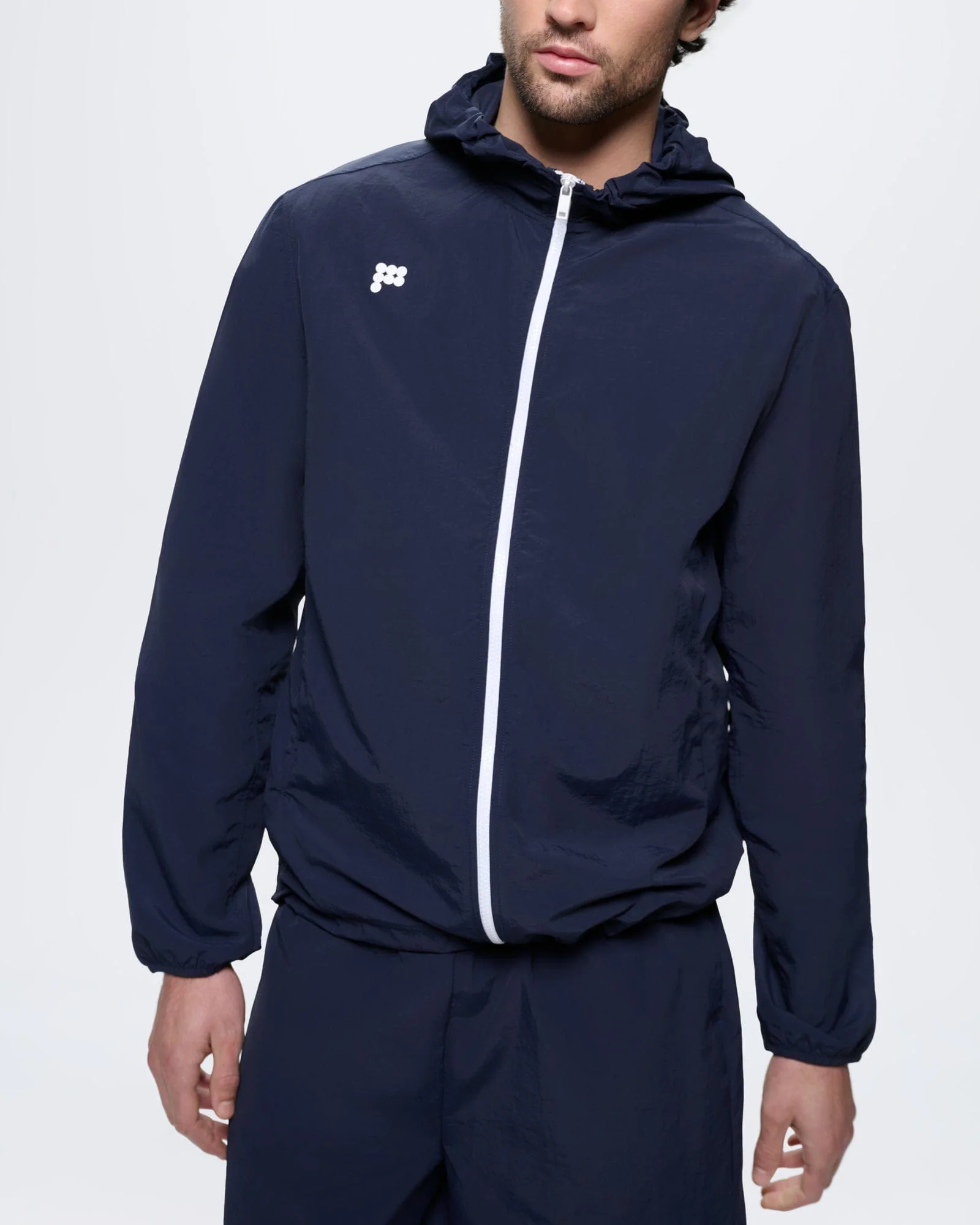 Mens Recycled Nylon Zip Up Jacket—Granite Navy - Image 4