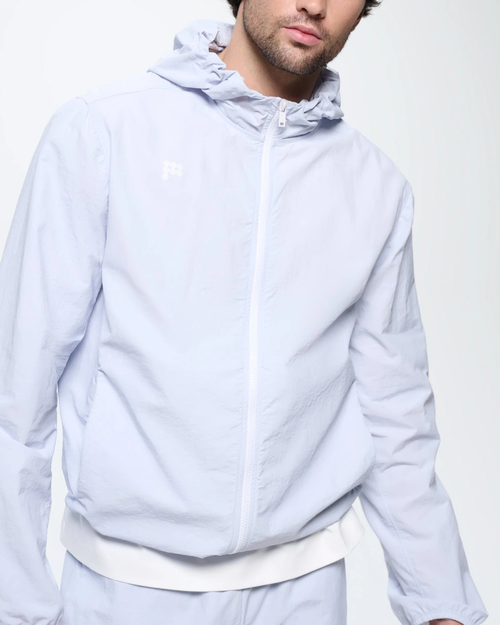 Mens Recycled Nylon Zip Up Jacket—Ice Grey - Image 4