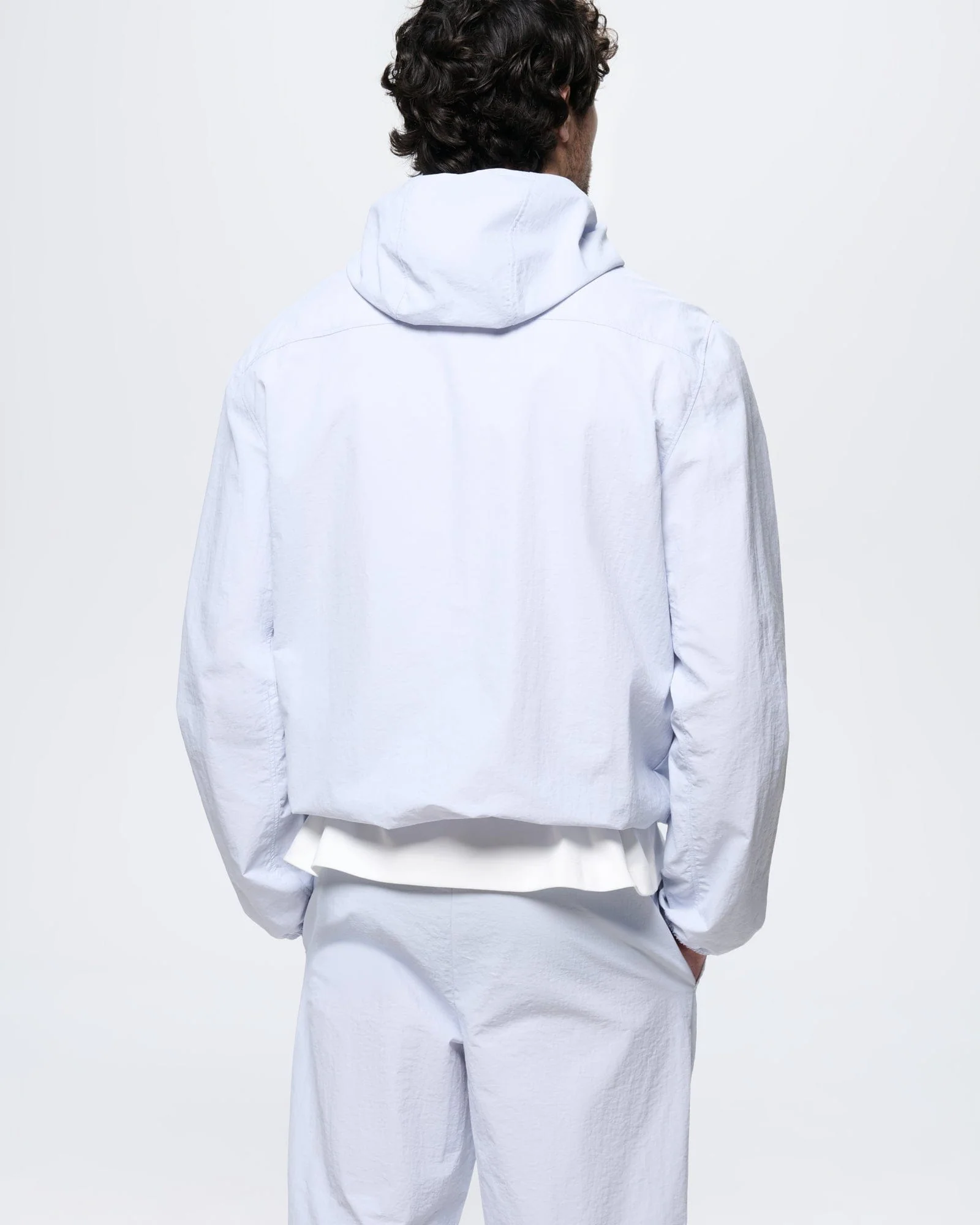 Mens Recycled Nylon Zip Up Jacket—Ice Grey - Image 5
