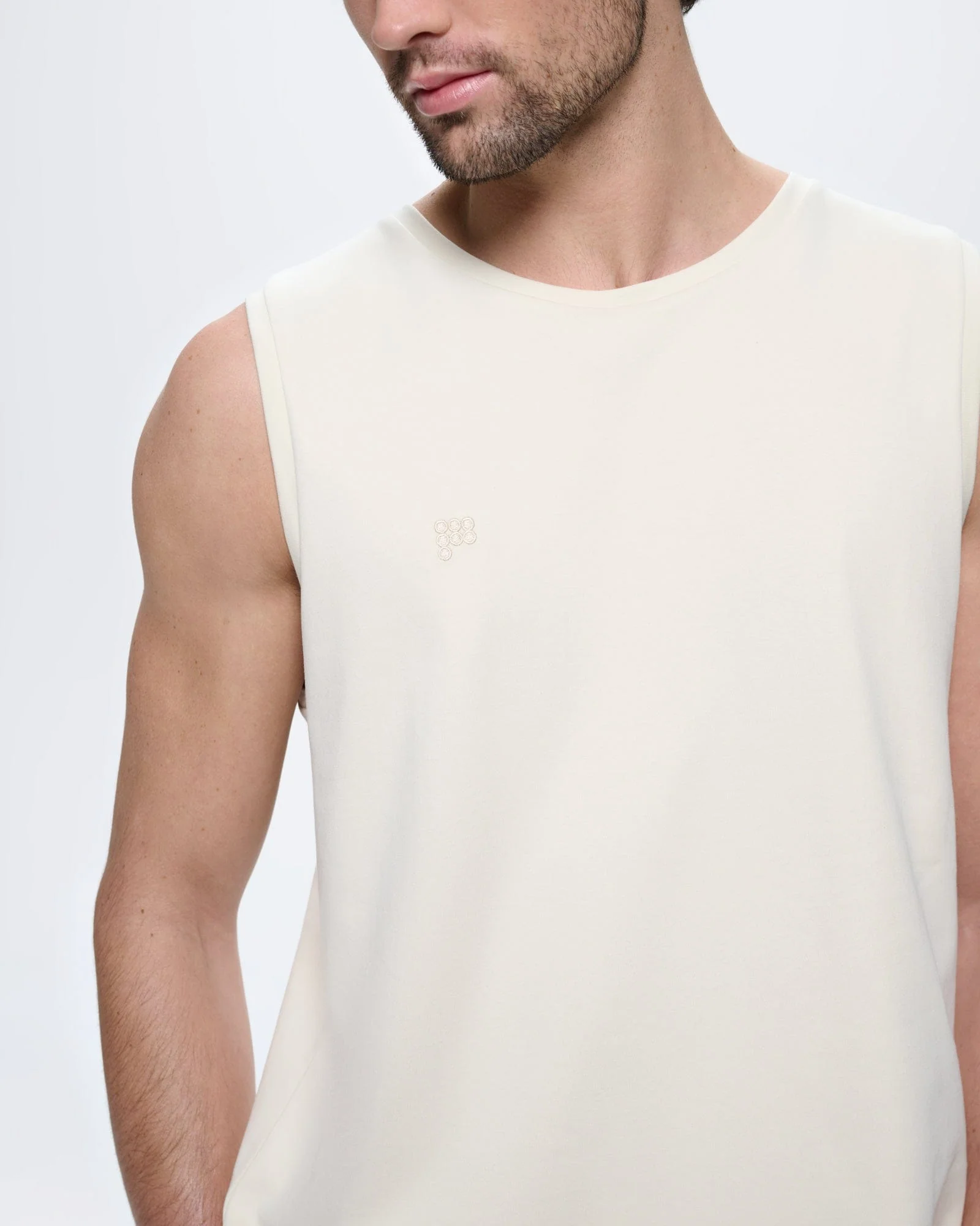 Mens Sleeveless T-Shirt—Bone White - Image 4