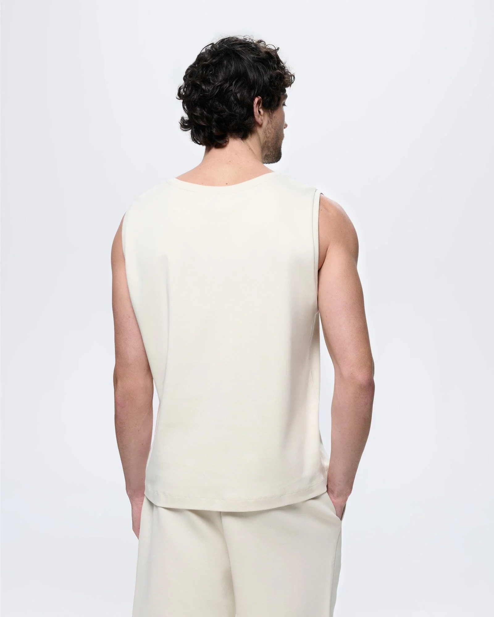 Mens Sleeveless T-Shirt—Bone White - Image 5