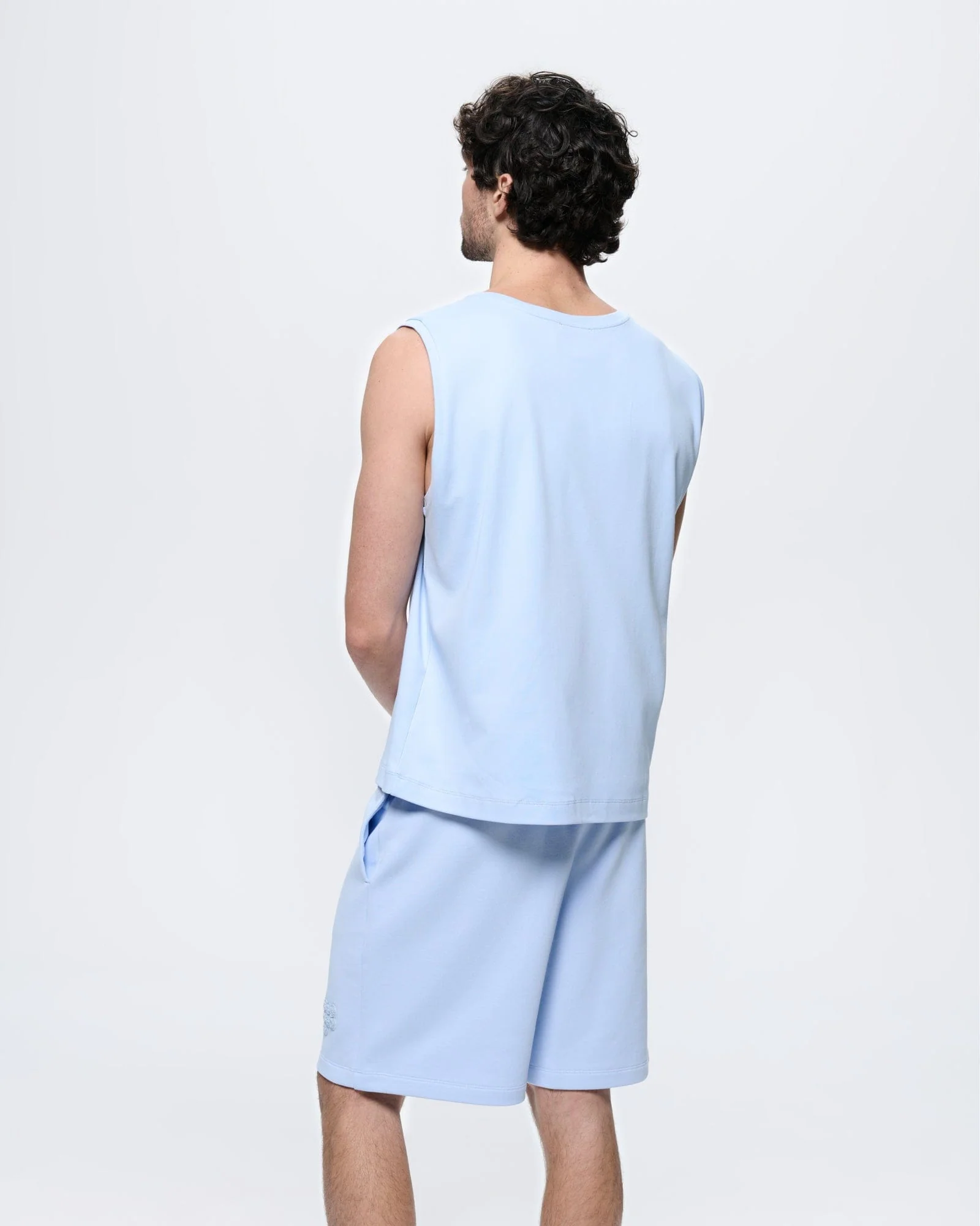 Mens Sleeveless T-Shirt—Wildflower Blue - Image 4