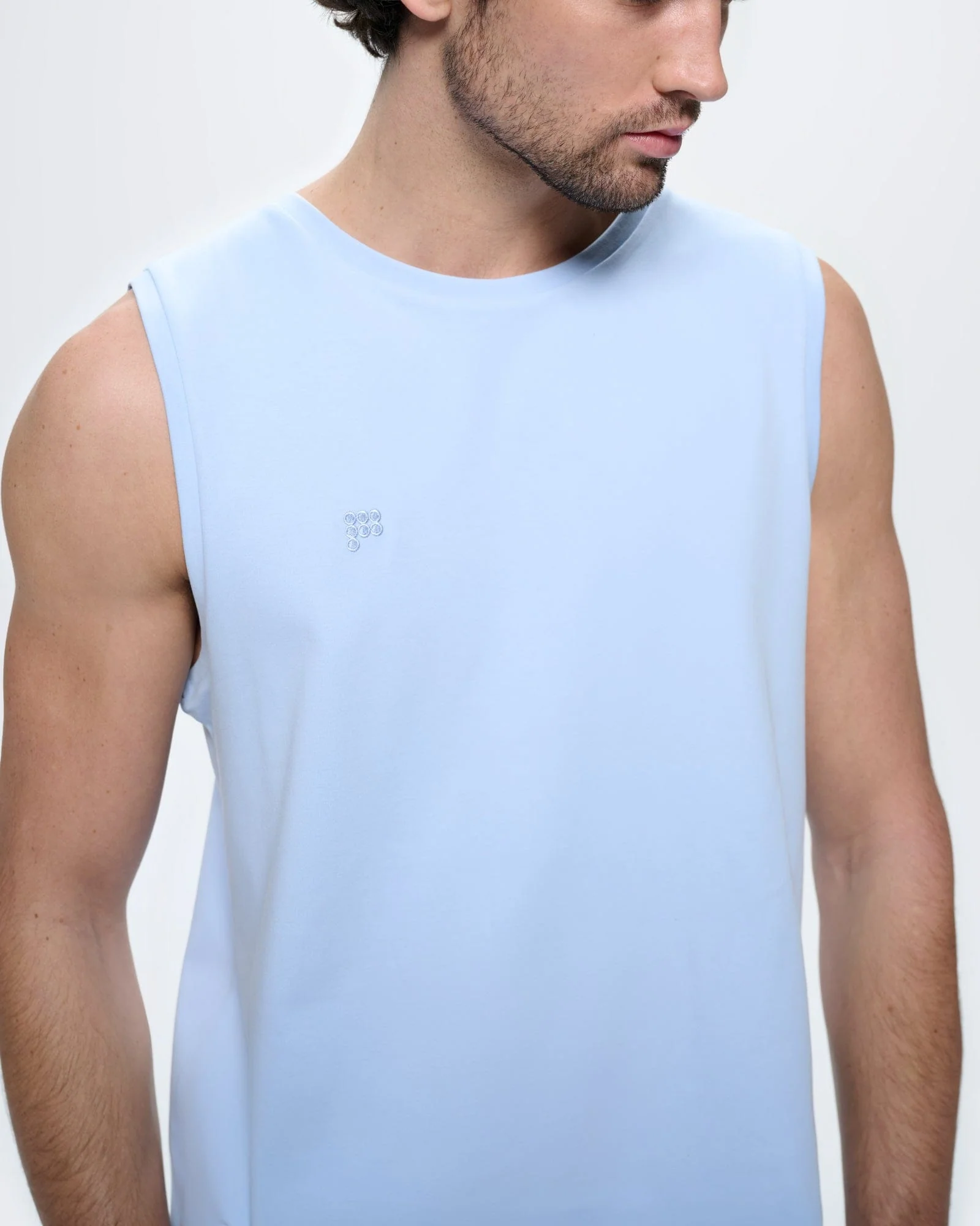 Mens Sleeveless T-Shirt—Wildflower Blue - Image 5