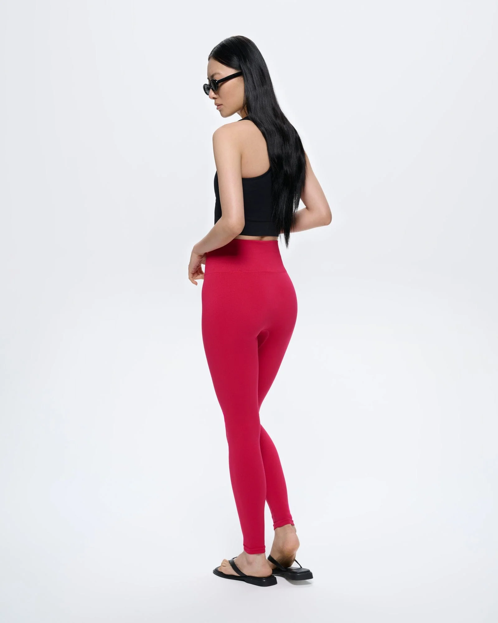 Womens 99% Bio-Based Compressive Leggings—Acai Pink - Image 5
