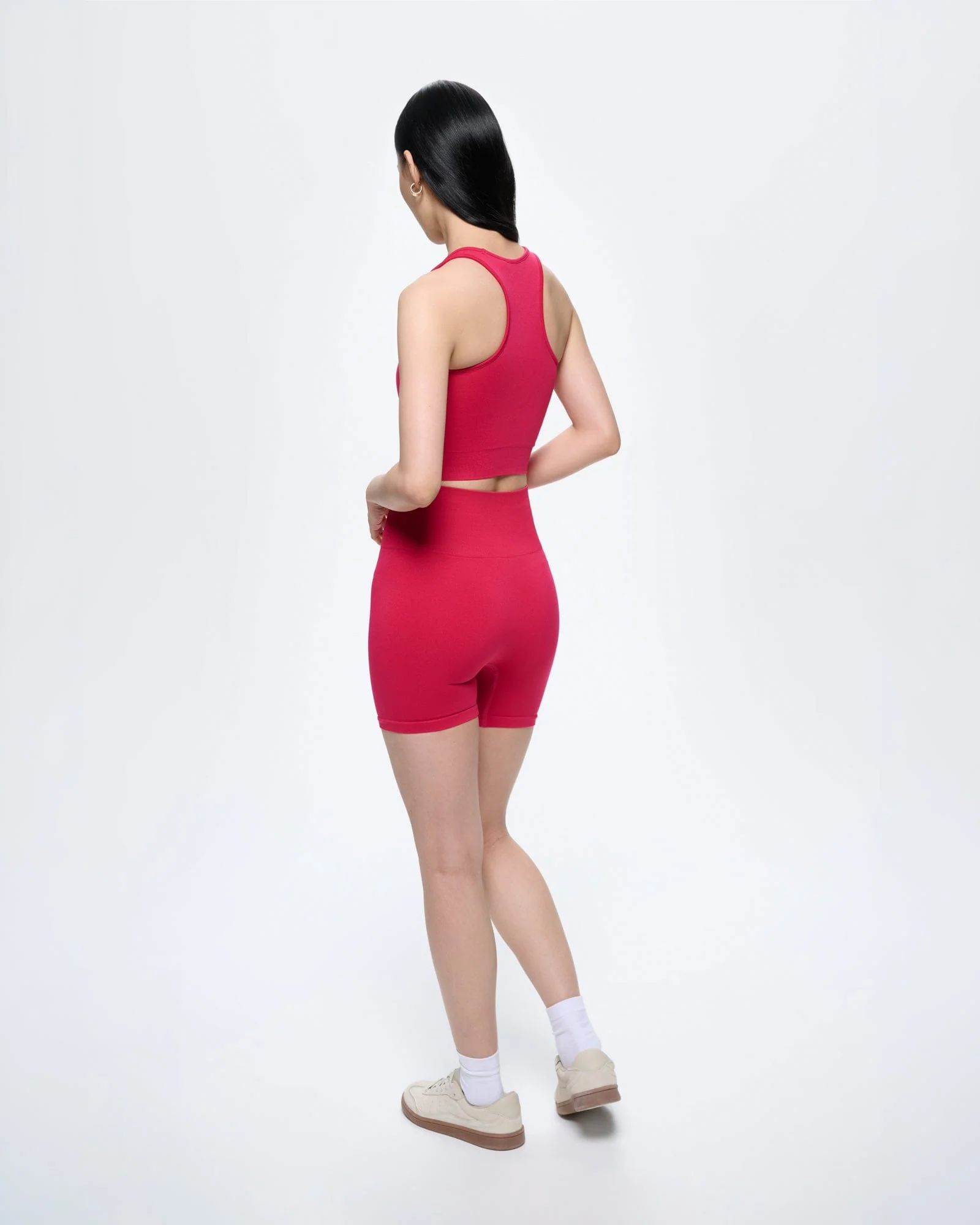 Womens 99% Bio-Based Compressive Ribbed Tank Top—Acai Pink - Image 5