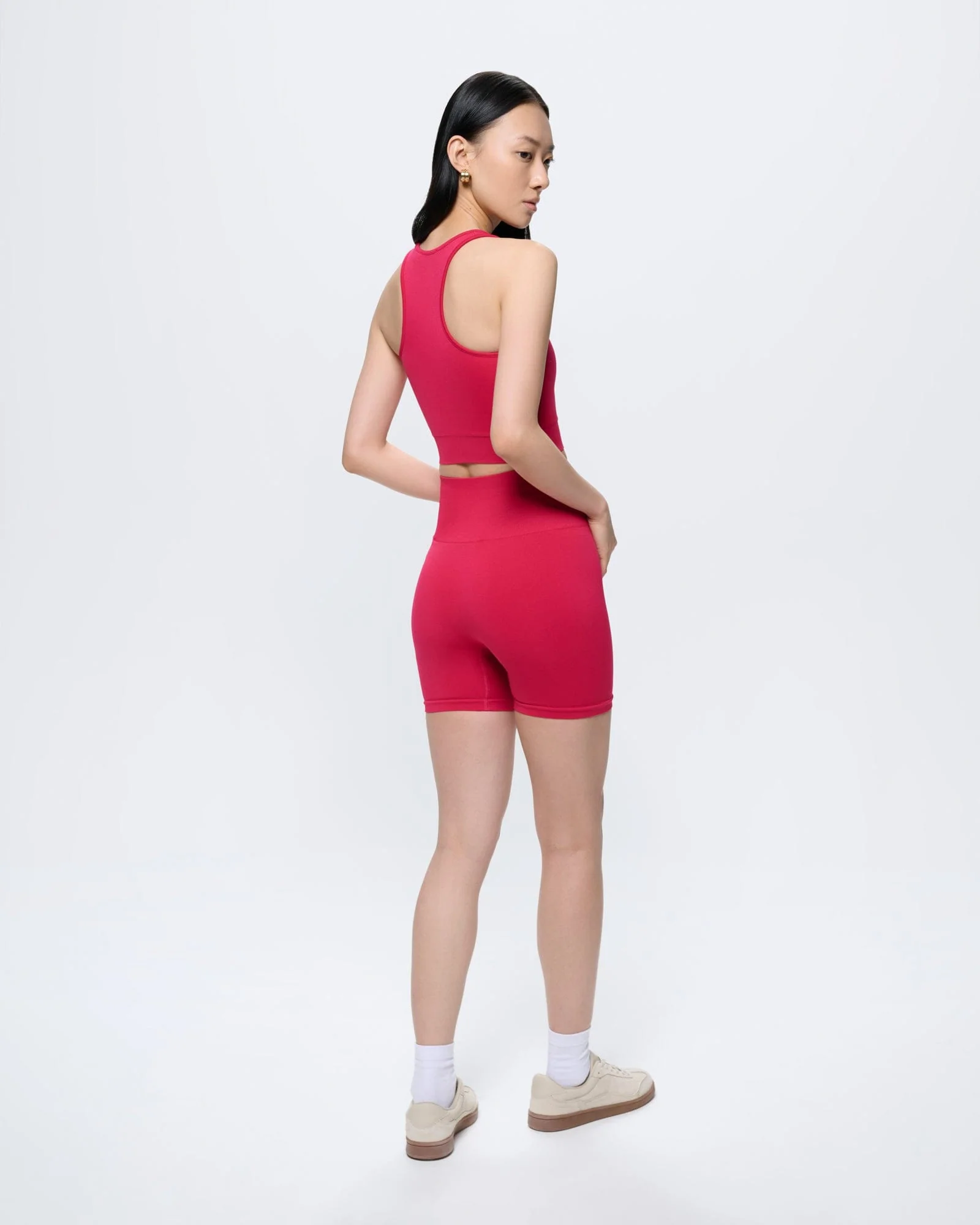 Womens 99% Bio-Based Compressive Shorts—Acai Pink - Image 5