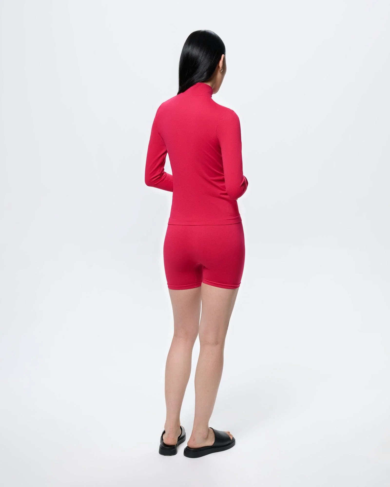 Womens 99% Bio-Based Zipped Long Sleeve Top—Acai Pink - Image 4