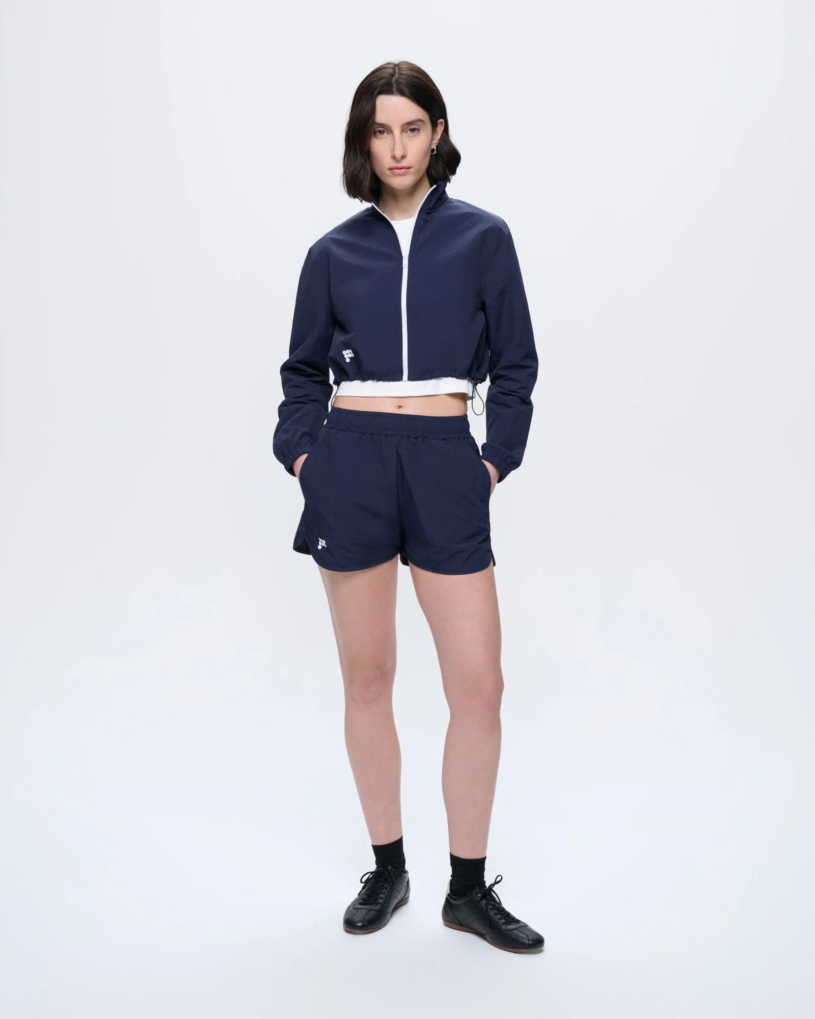 Womens Recycled Nylon Shorts—Granite Navy
