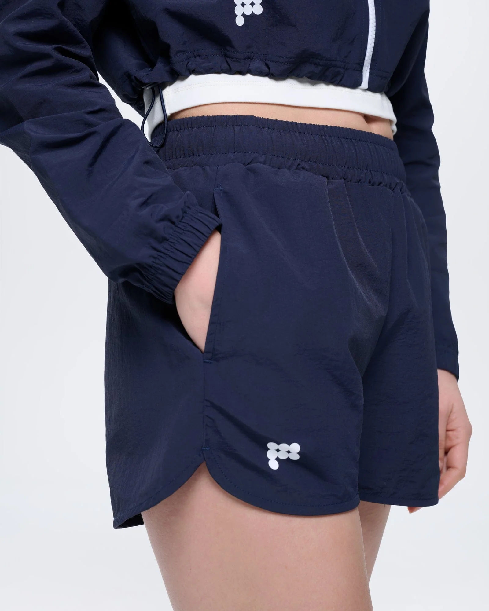 Womens Recycled Nylon Shorts—Granite Navy - Image 4