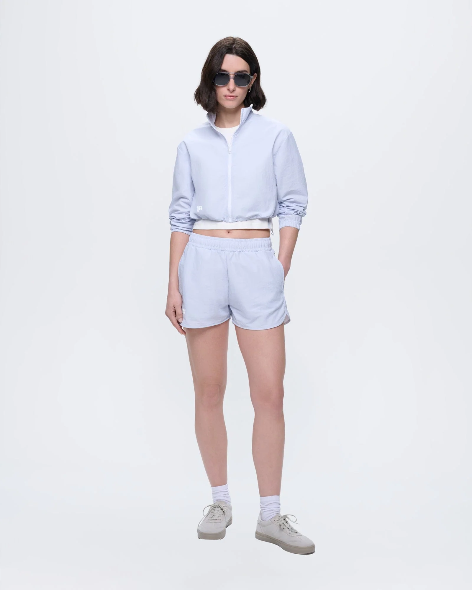 Womens Recycled Nylon Shorts—Ice Grey
