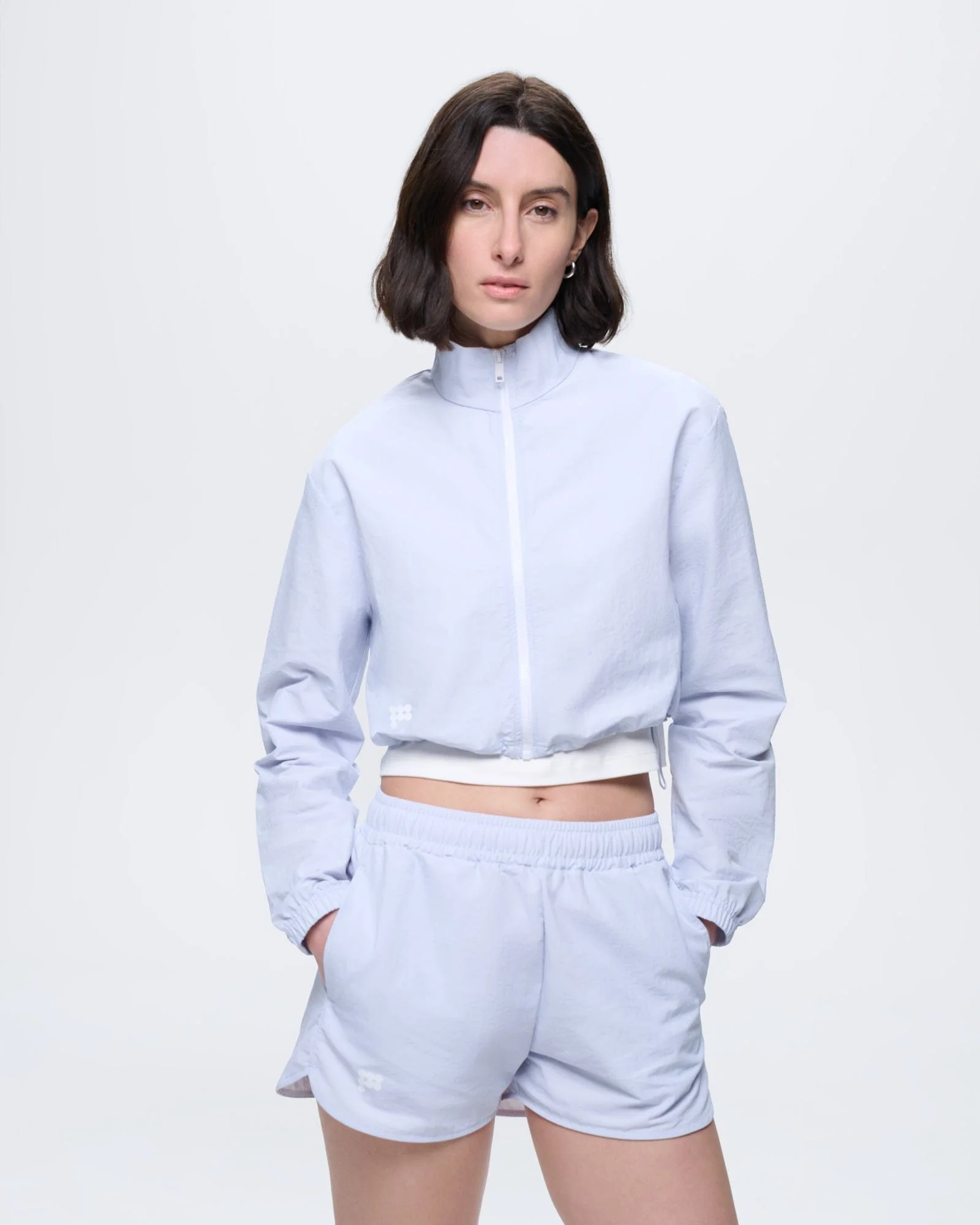Womens Recycled Nylon Shorts—Ice Grey - Image 3