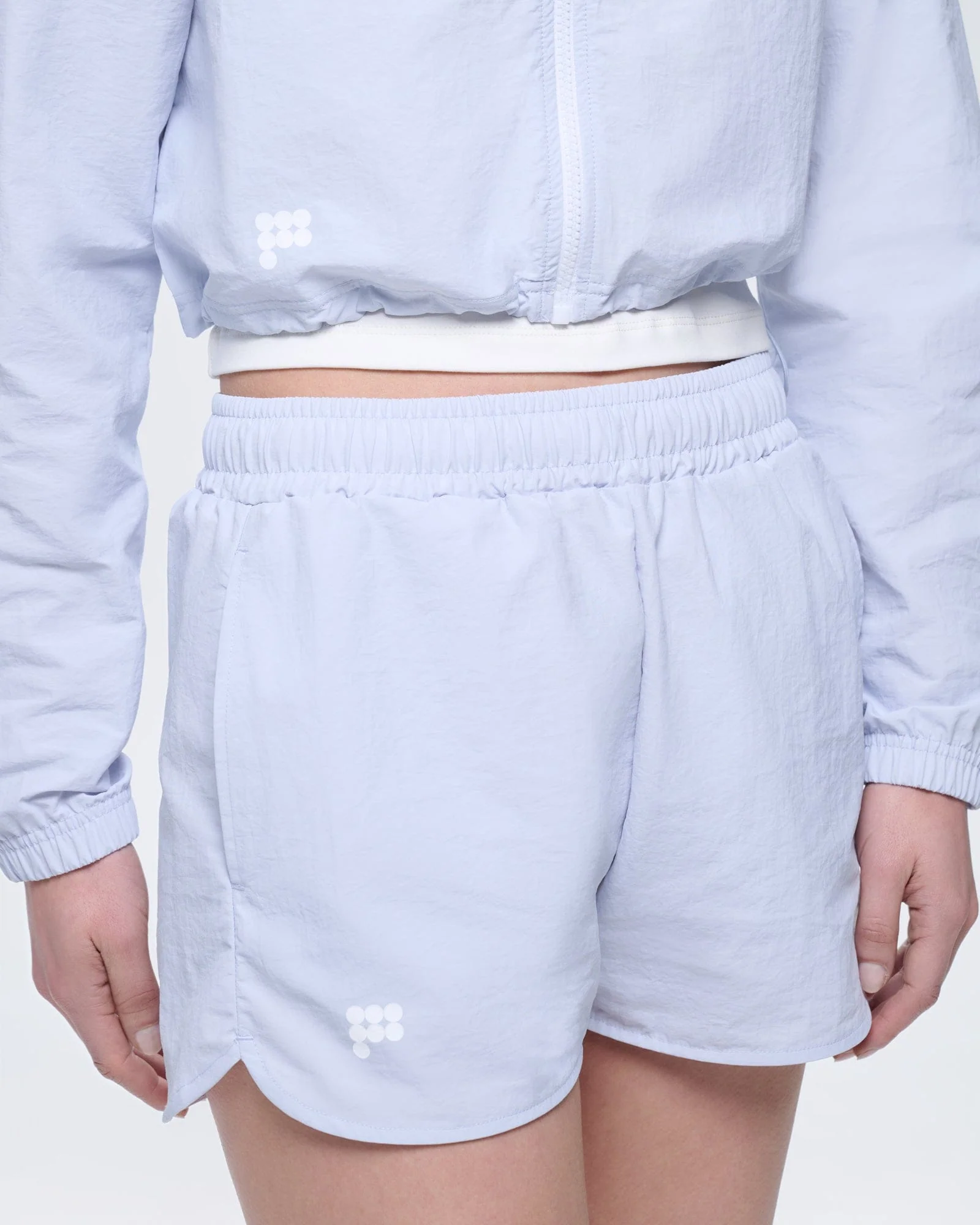 Womens Recycled Nylon Shorts—Ice Grey - Image 4