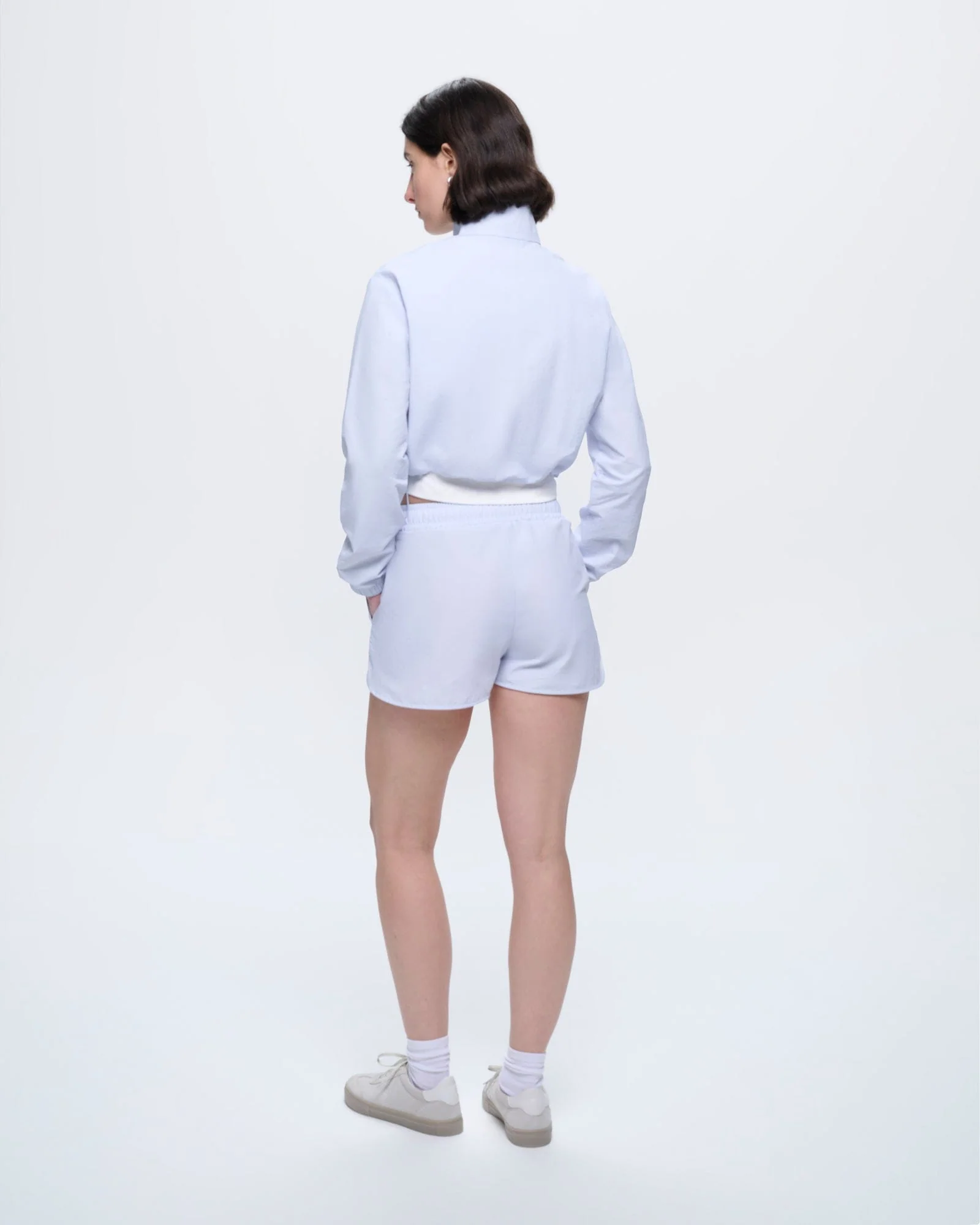 Womens Recycled Nylon Shorts—Ice Grey - Image 5