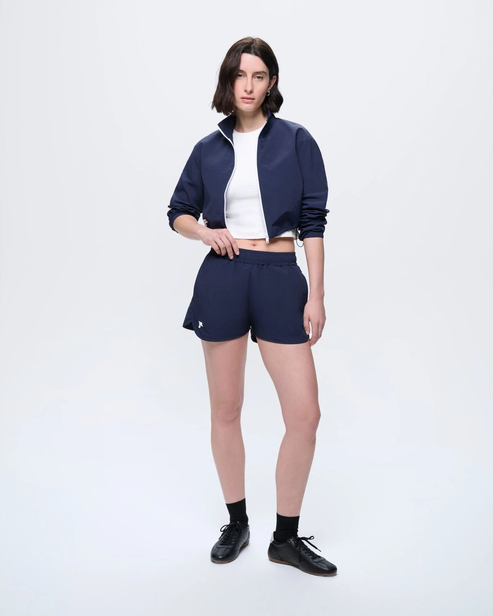 Womens Recycled Nylon Zip Up Jacket—Granite Navy - Image 3