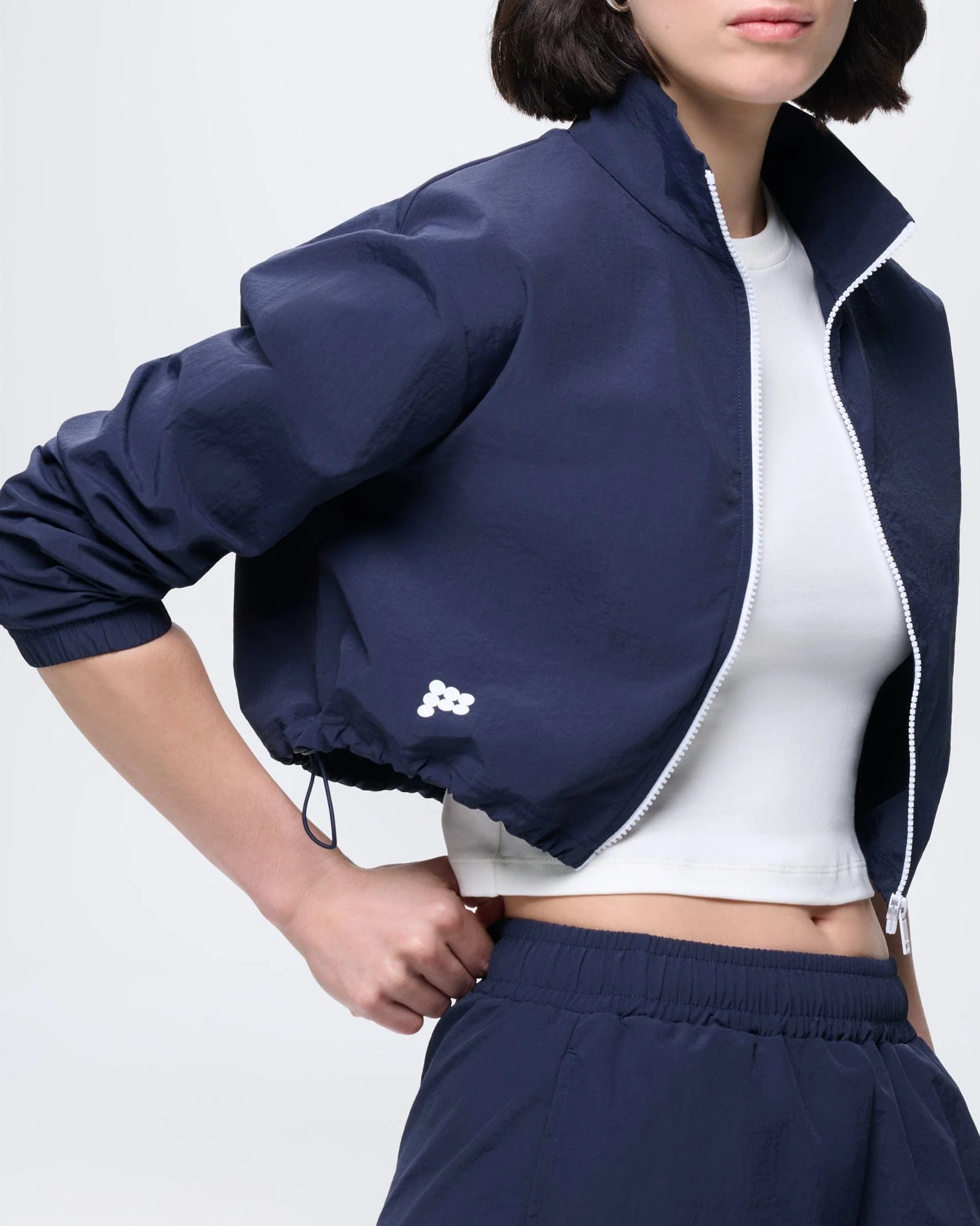 Womens Recycled Nylon Zip Up Jacket—Granite Navy - Image 4