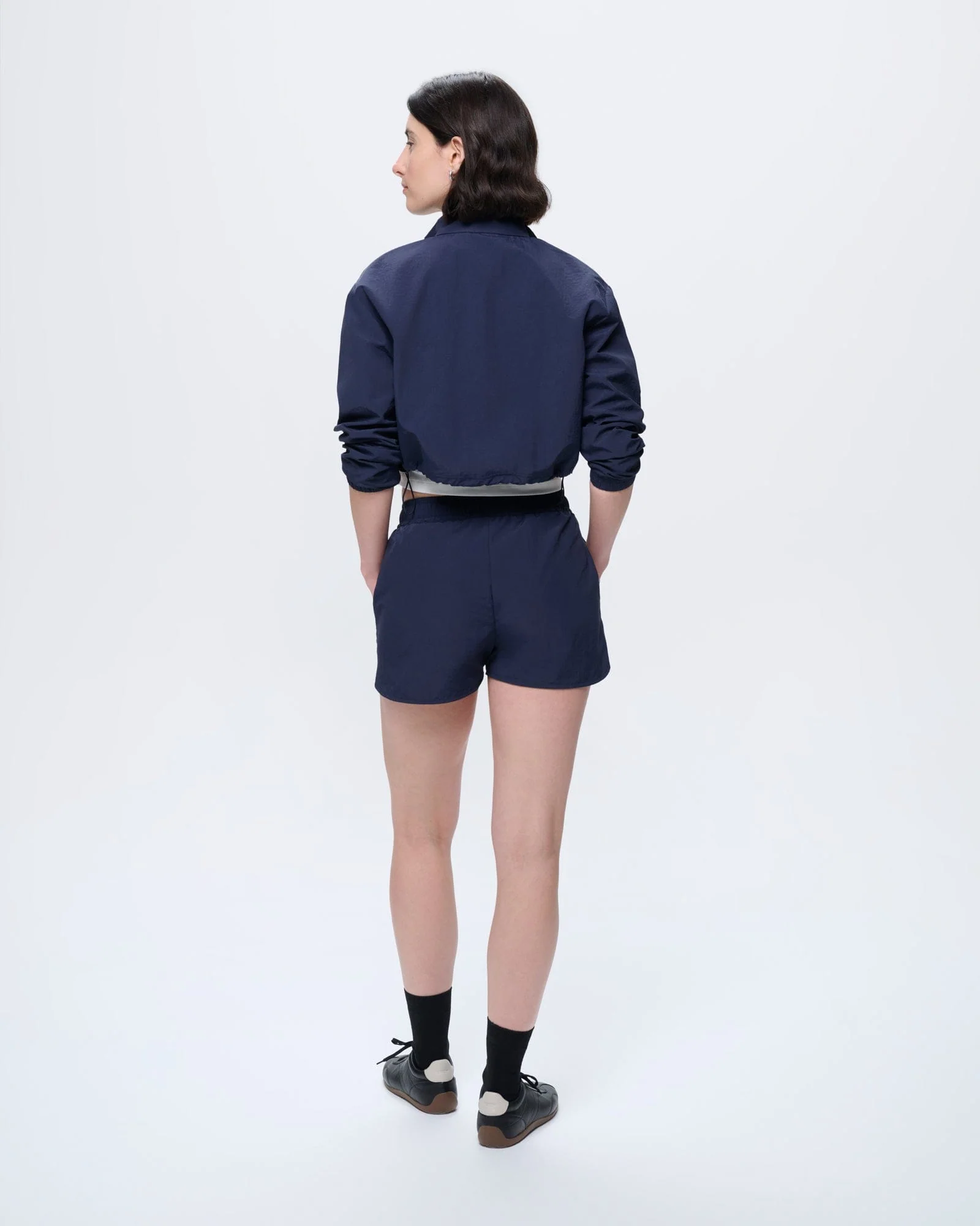 Womens Recycled Nylon Zip Up Jacket—Granite Navy - Image 5