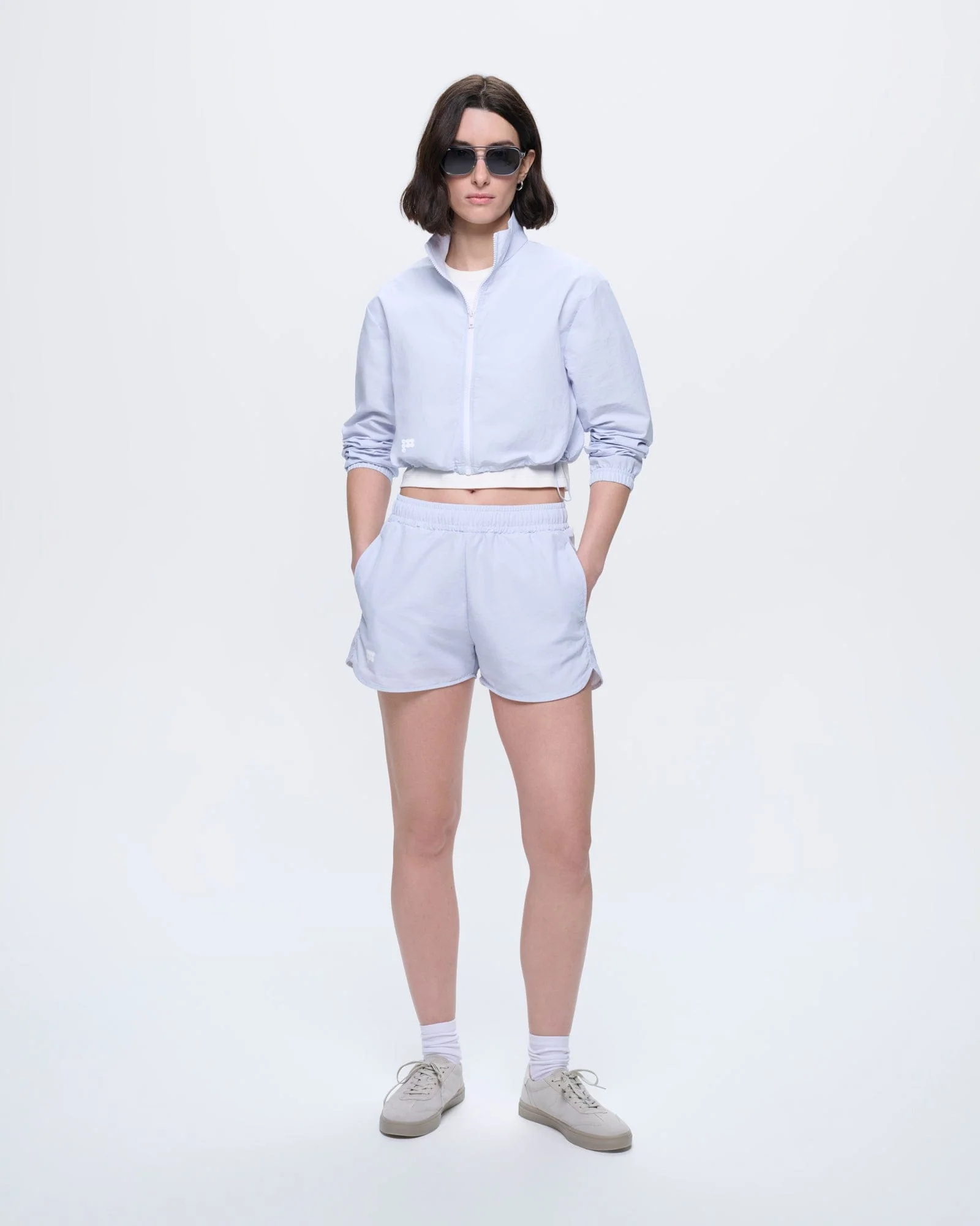 Womens Recycled Nylon Zip Up Jacket—Ice Grey - Image 3