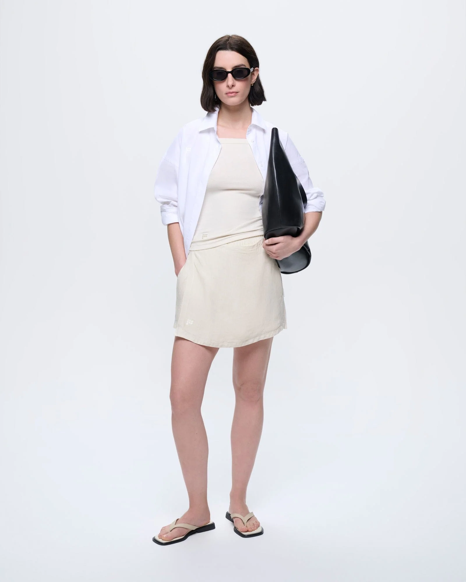 Womens Rib Square Neck Tank Top—Bone White - Image 3