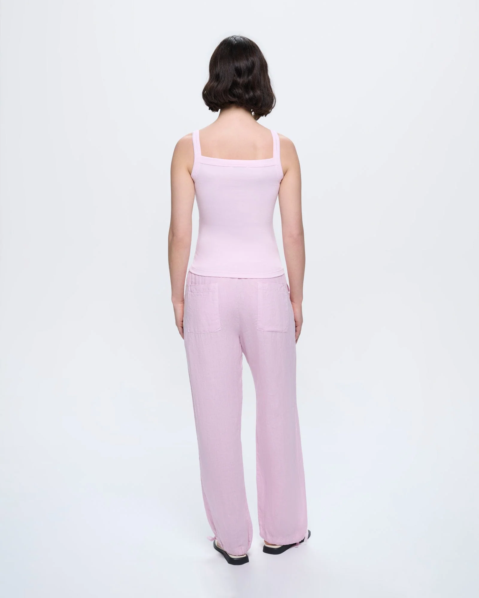Womens Rib Square Neck Tank Top—Light Lilac - Image 5