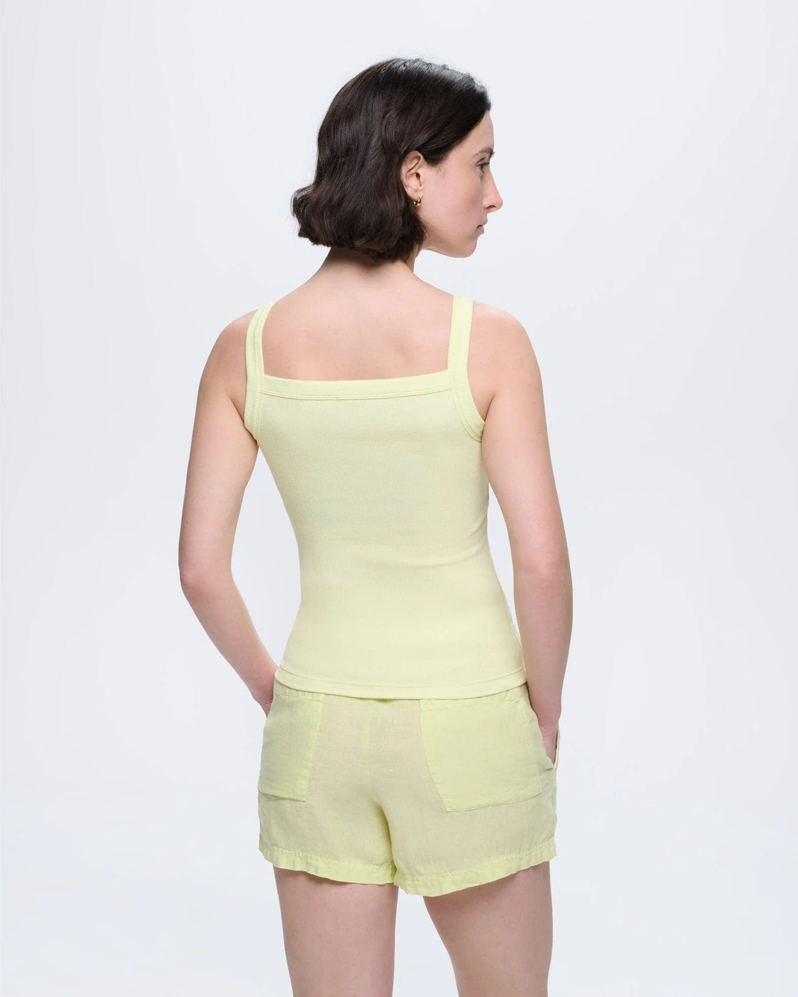 Womens Rib Square Neck Tank Top—Soft Lime - Image 5