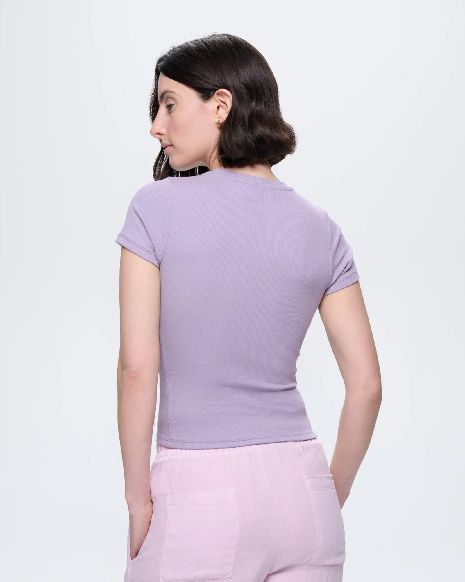Womens Rib T-Shirt—Dusty Mauve - Image 5