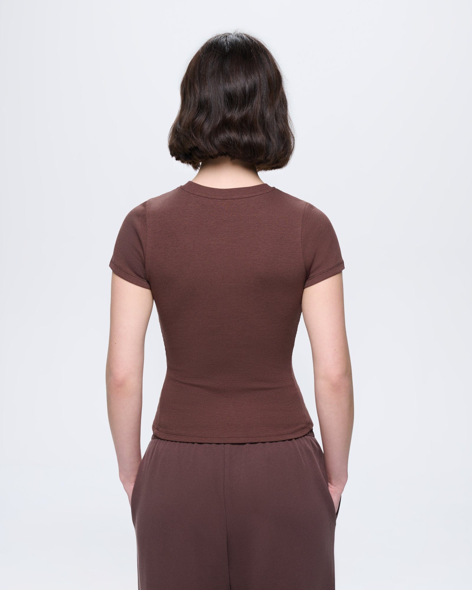 Womens Rib T-Shirt—Mahogany Brown - Image 5