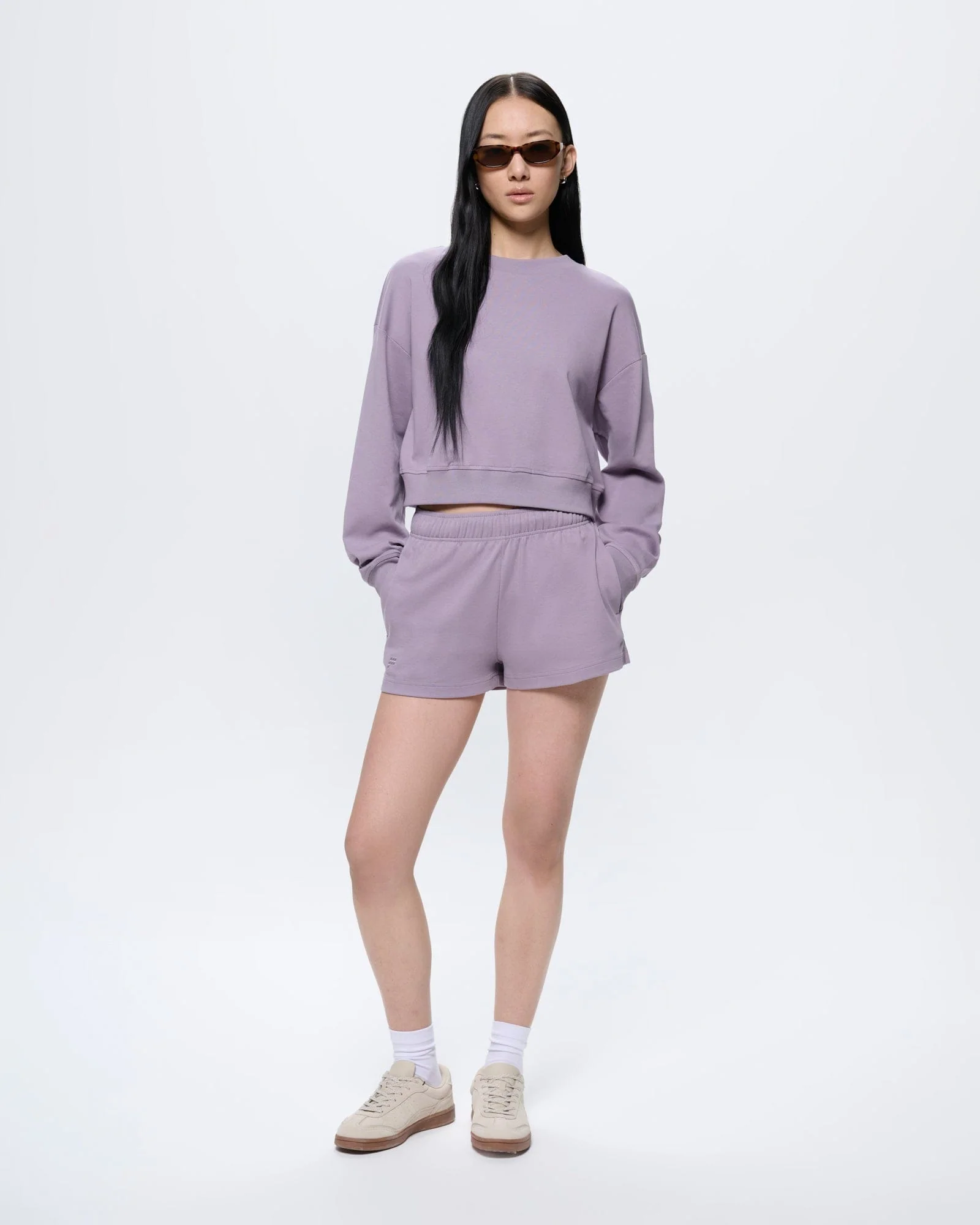 Womens Cropped Sweatshirt—Dusty Mauve - Image 3
