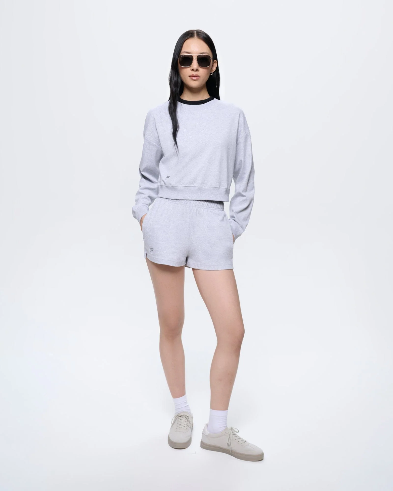 Womens Cropped Sweatshirt—Grey Marl - Image 3