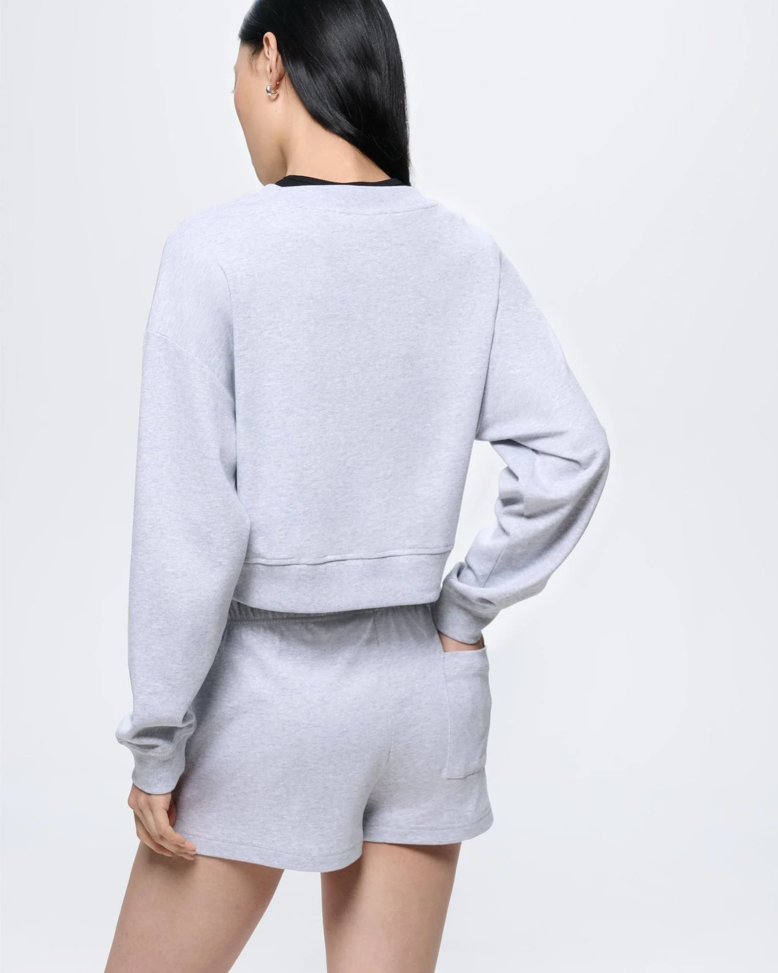 Womens Cropped Sweatshirt—Grey Marl - Image 5
